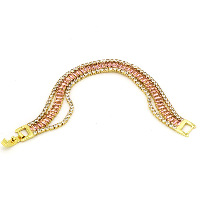 Pulsera de cadenas de circonitas cúbicas multicapa B4030