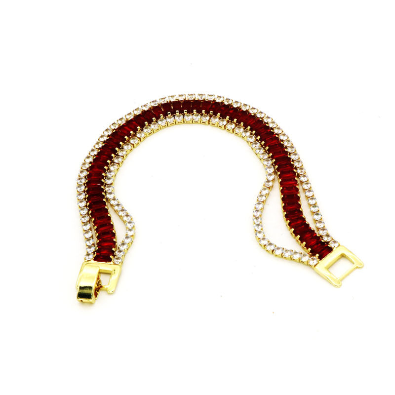 Pulsera de cadenas de circonitas cúbicas multicapa B4030