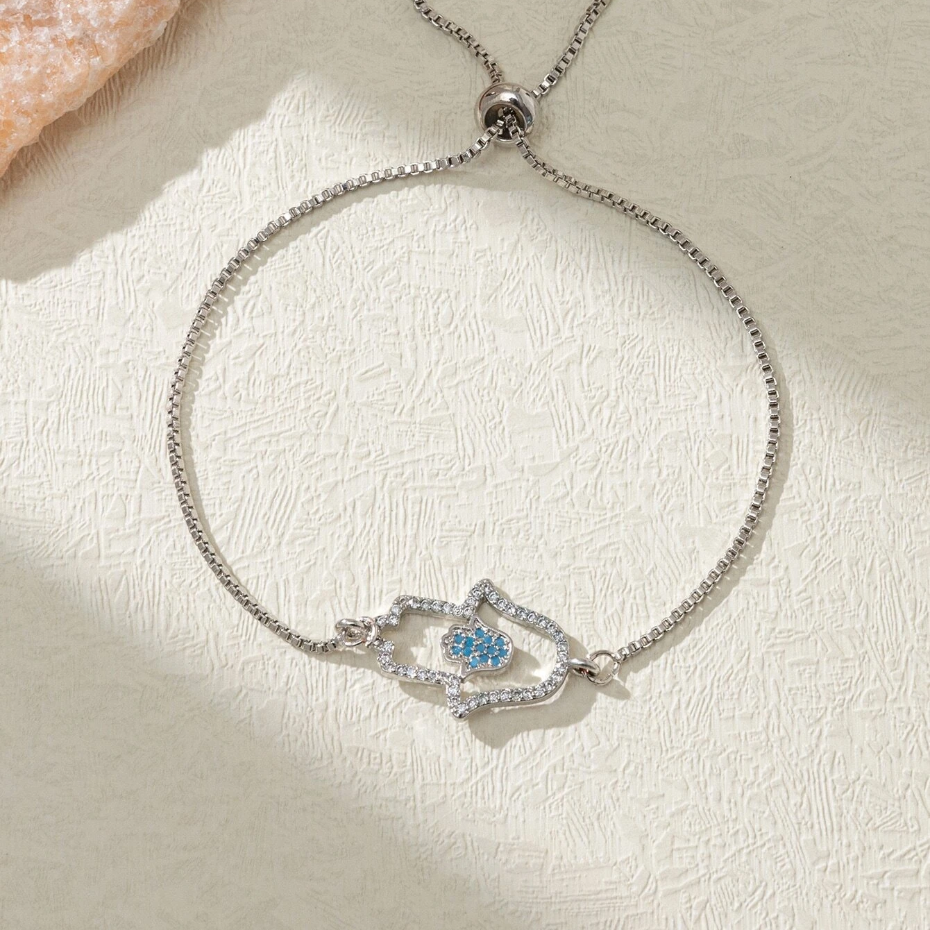 Fatima Palm Cubic Zirconia Chain Bracelet B4098