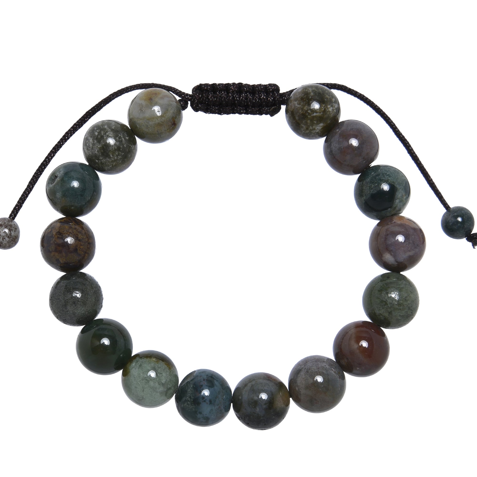 Indian Agate Stone Braided Shamballa Bracelet B4108-10MM
