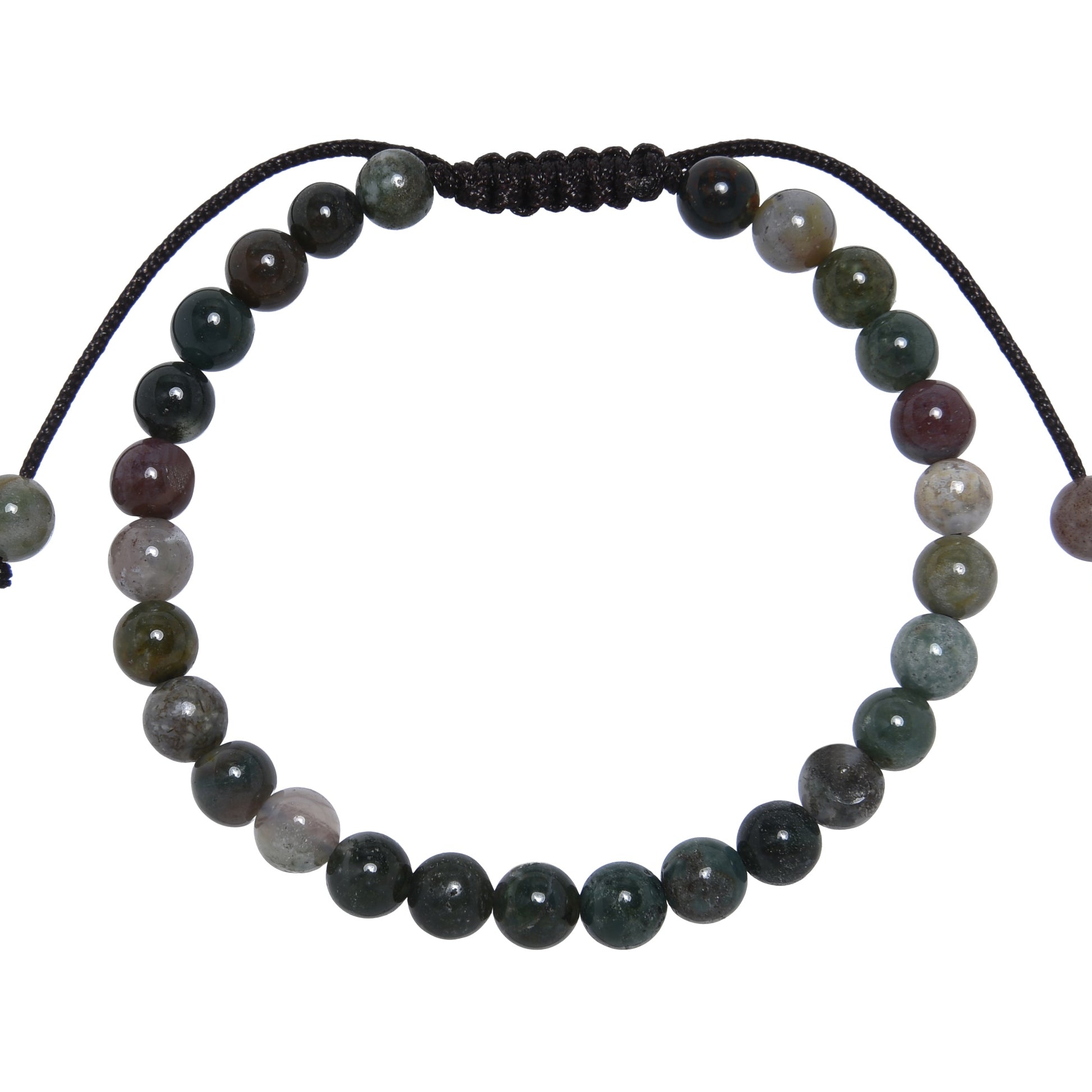 Indian Agate Stone Braided Shamballa Bracelet B4108-6MM