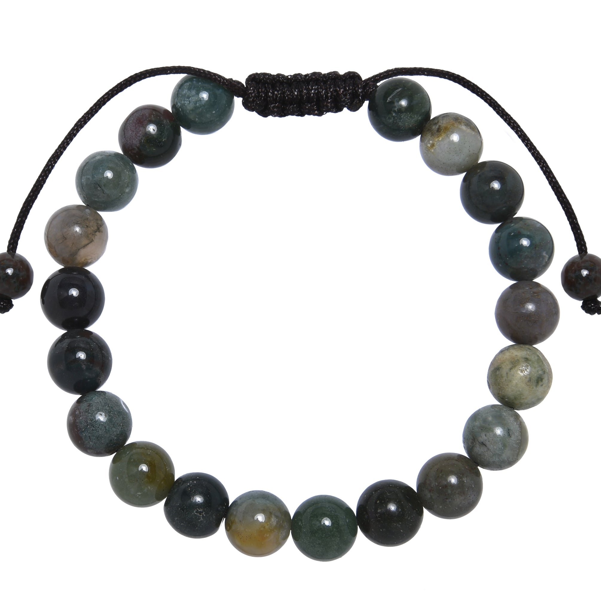 Indian Agate Stone Braided Shamballa Bracelet B4108-8MM