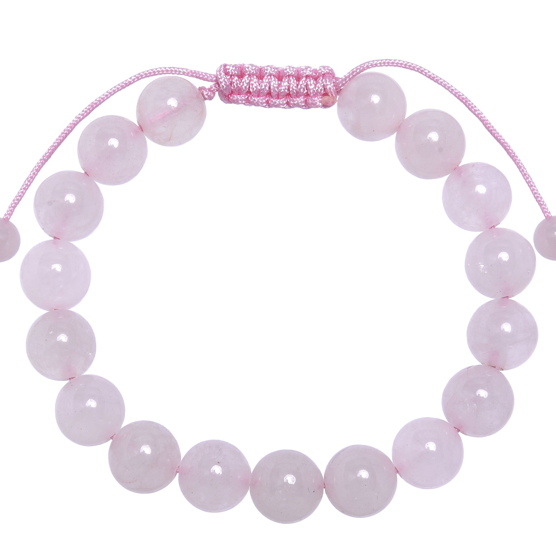 Rose Quartz Stone Braided Shamballa Bracelet B4109-10MM