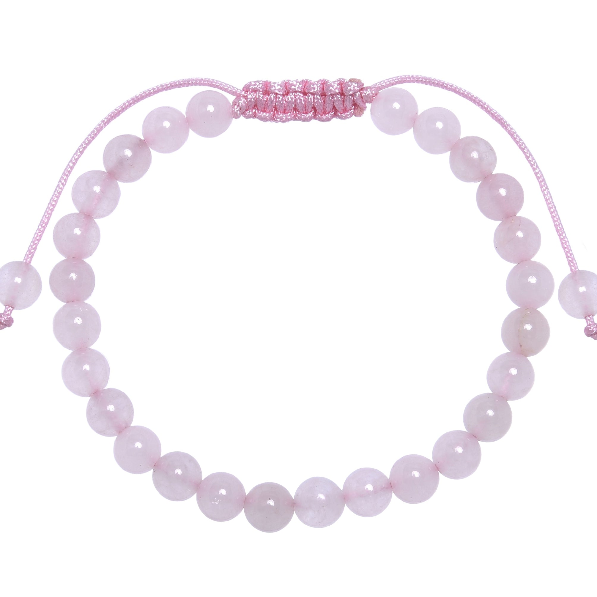 Rose Quartz Stone Braided Shamballa Bracelet B4109-6MM