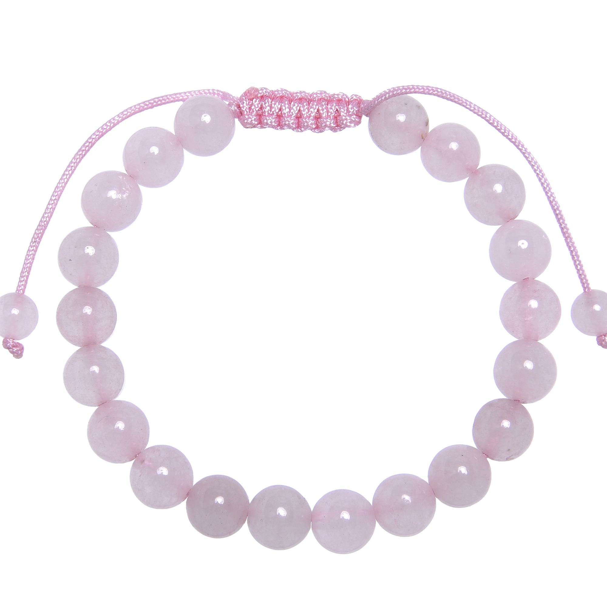 Rose Quartz Stone Braided Shamballa Bracelet B4109-8MM