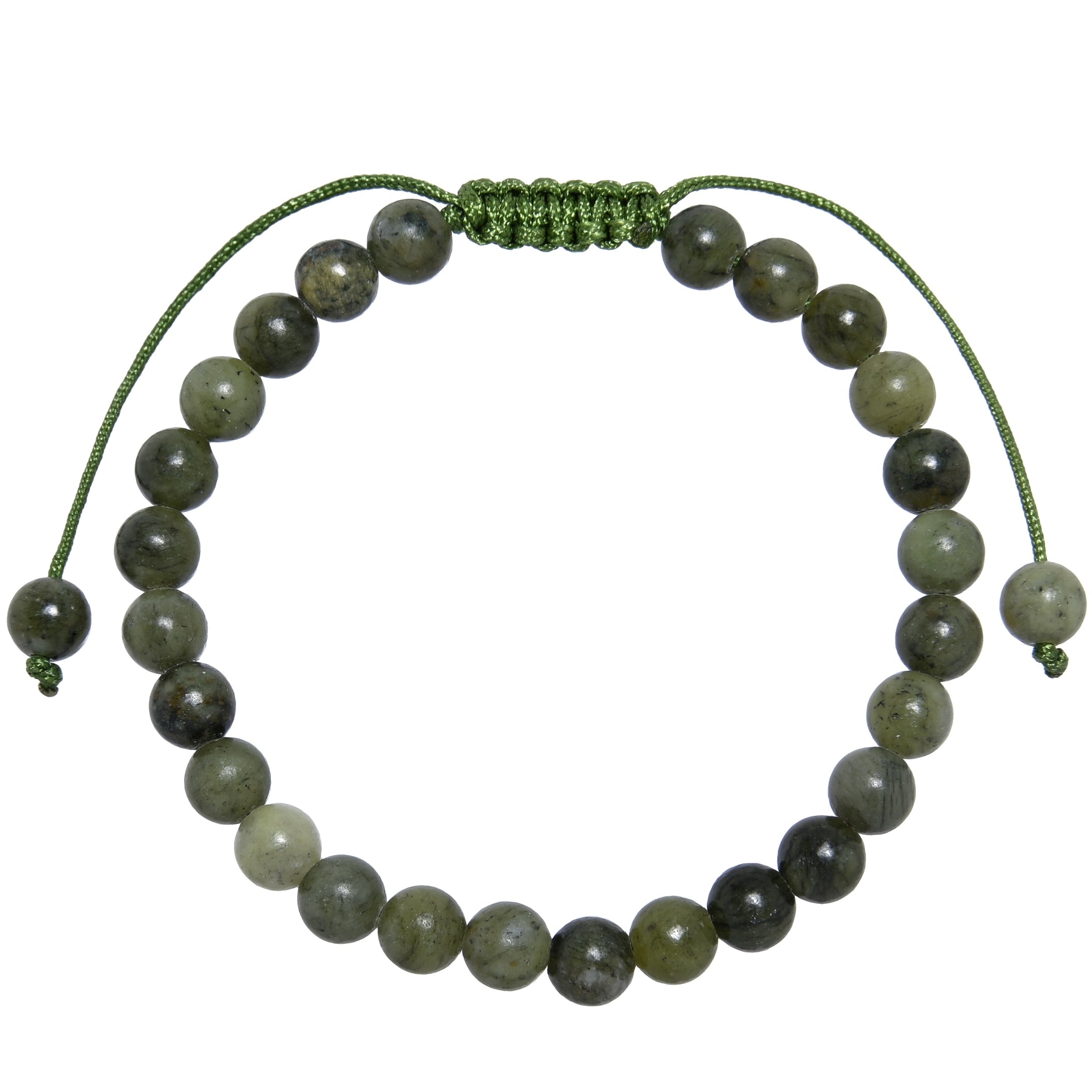 Olive Jade Stone Braided Shamballa Bracelet B4113-6MM
