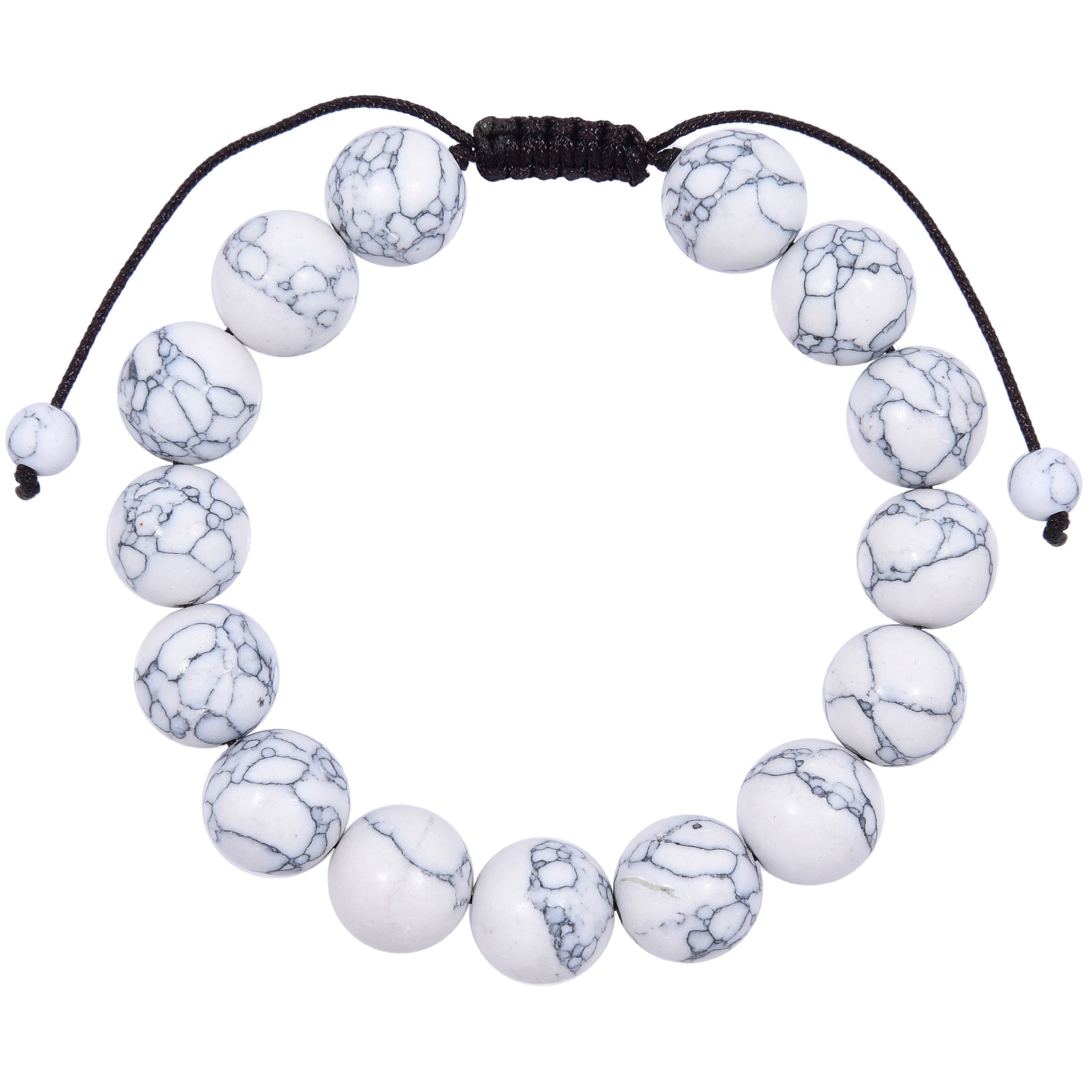 Howlite-Matte Stone Braided Shamballa Bracelet B4116-12MM
