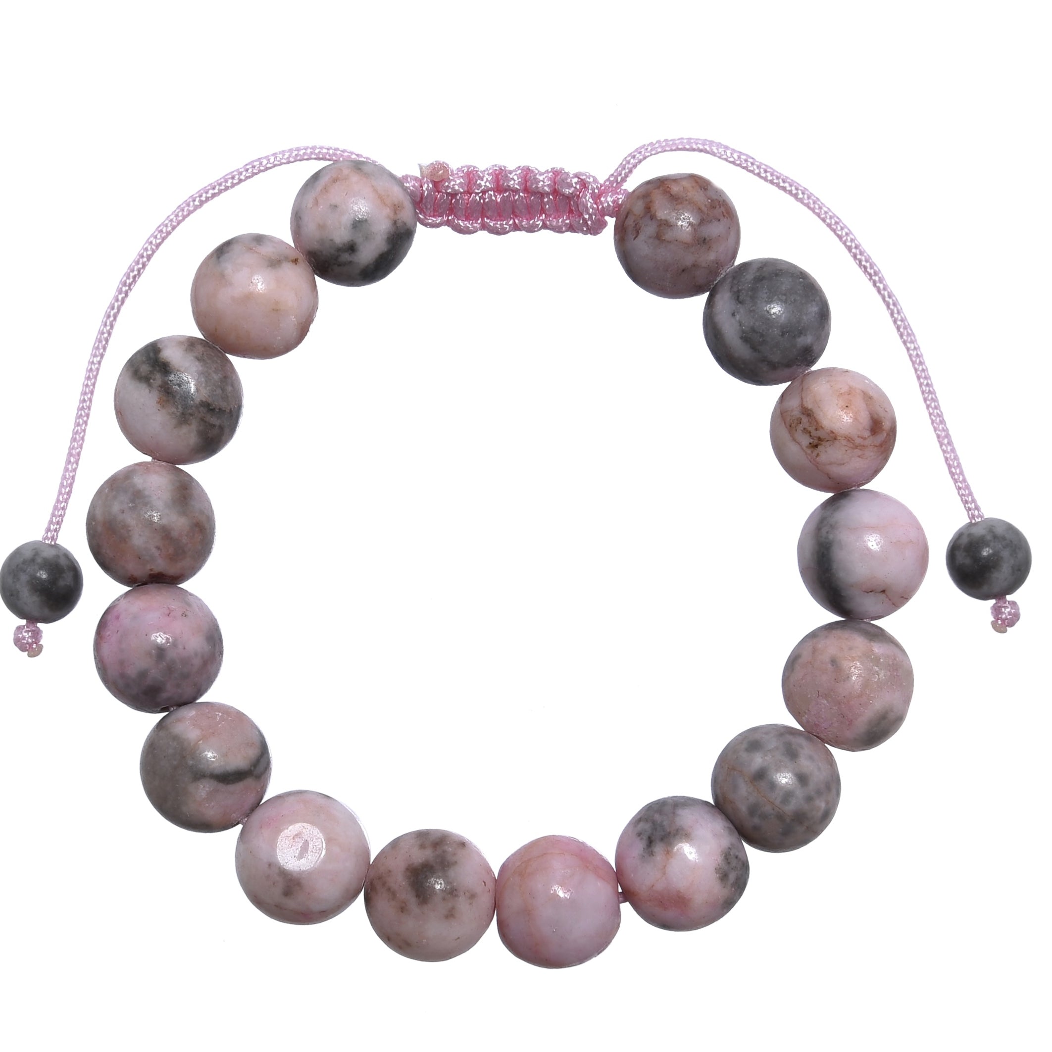 Rhodonite Stone Braided Shamballa Bracelet B4118-10MM