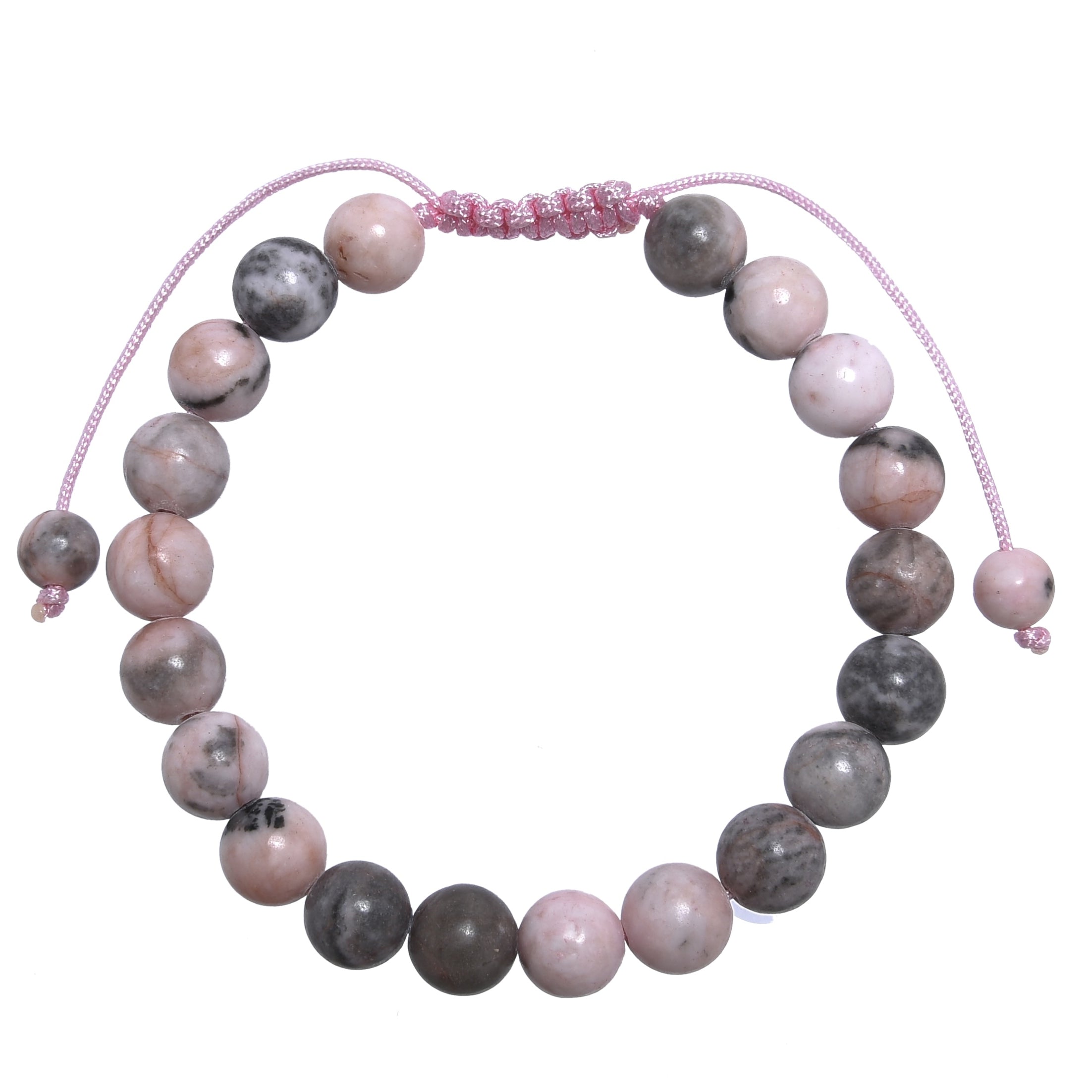 Rhodonite Stone Braided Shamballa Bracelet B4118-8MM