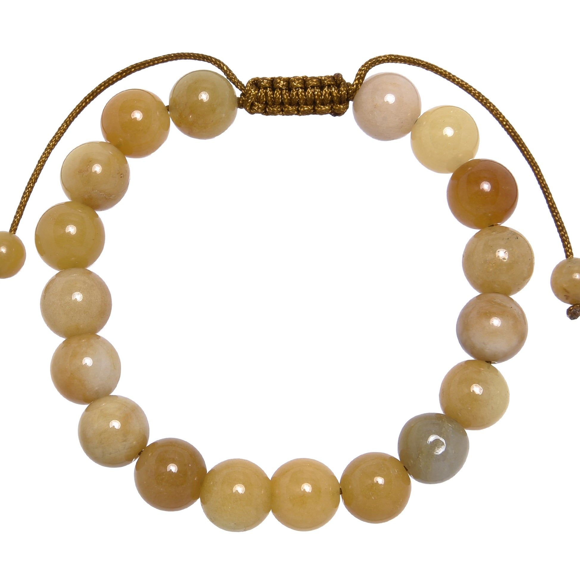 Golden Jade Stone Braided Bracelet B4122-10MM