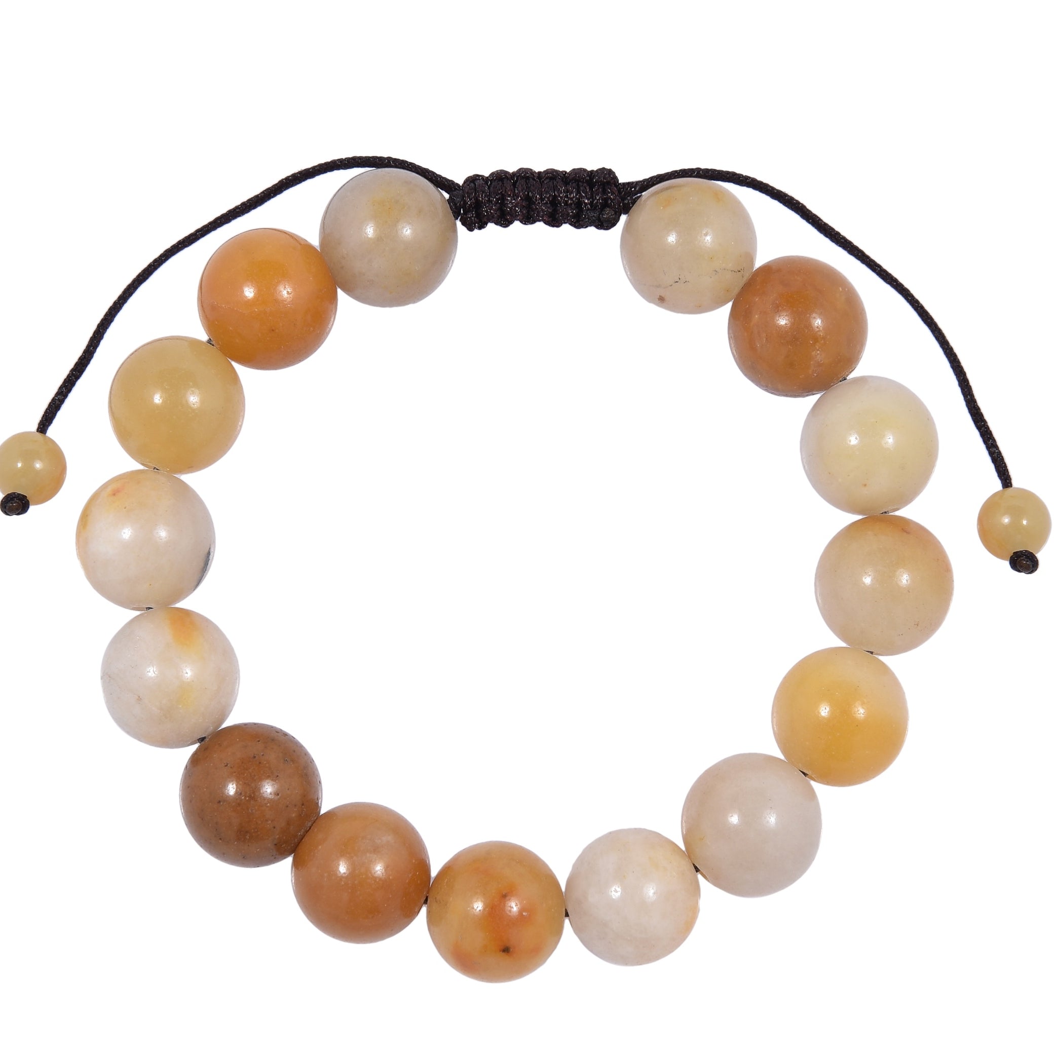 Golden Jade Stone Braided Bracelet B4122-12MM