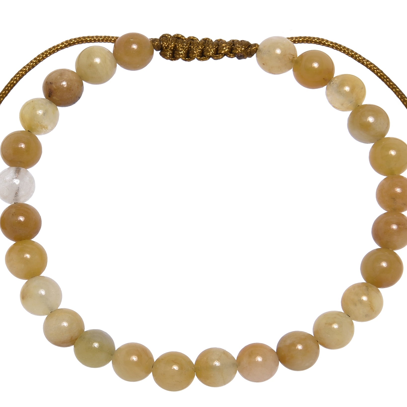 Golden Jade Stone Braided Bracelet B4122-6MM