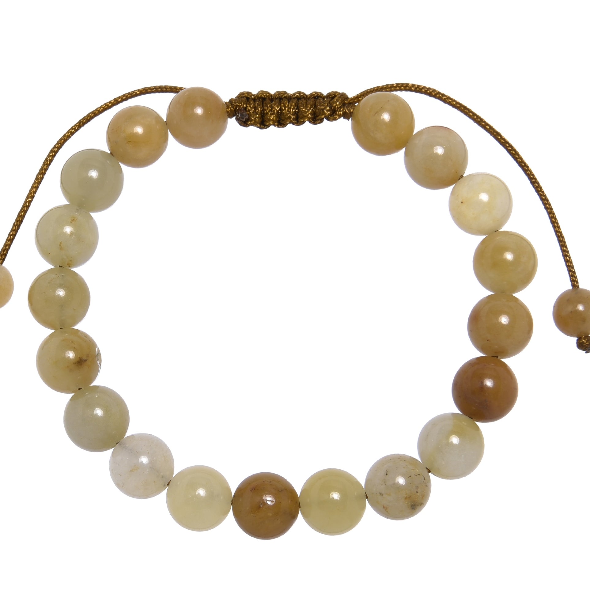 Golden Jade Stone Braided Bracelet B4122-8MM