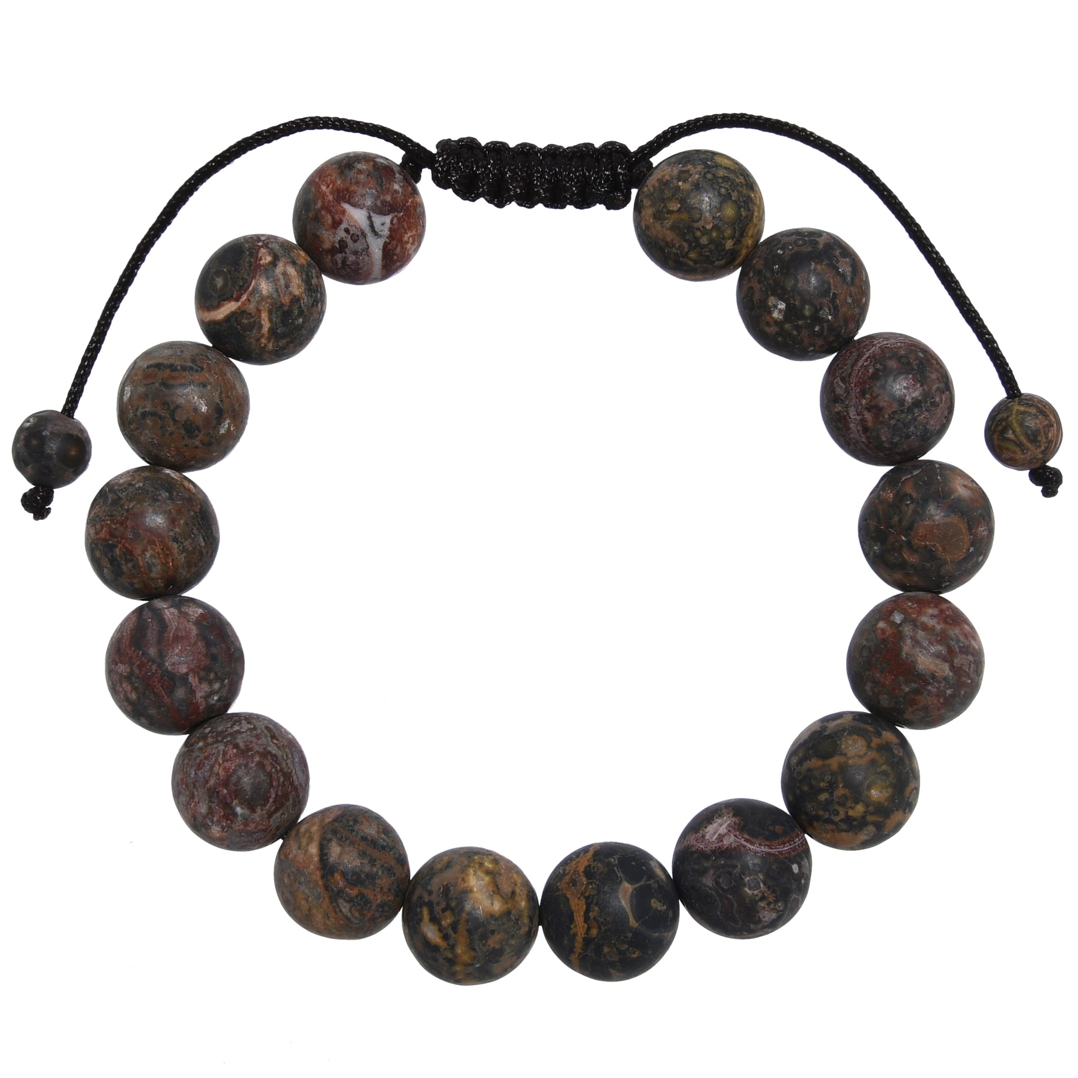 Red Leopard Skin-Matte Stone Braided Shamballa Bracelet B4125-10MM