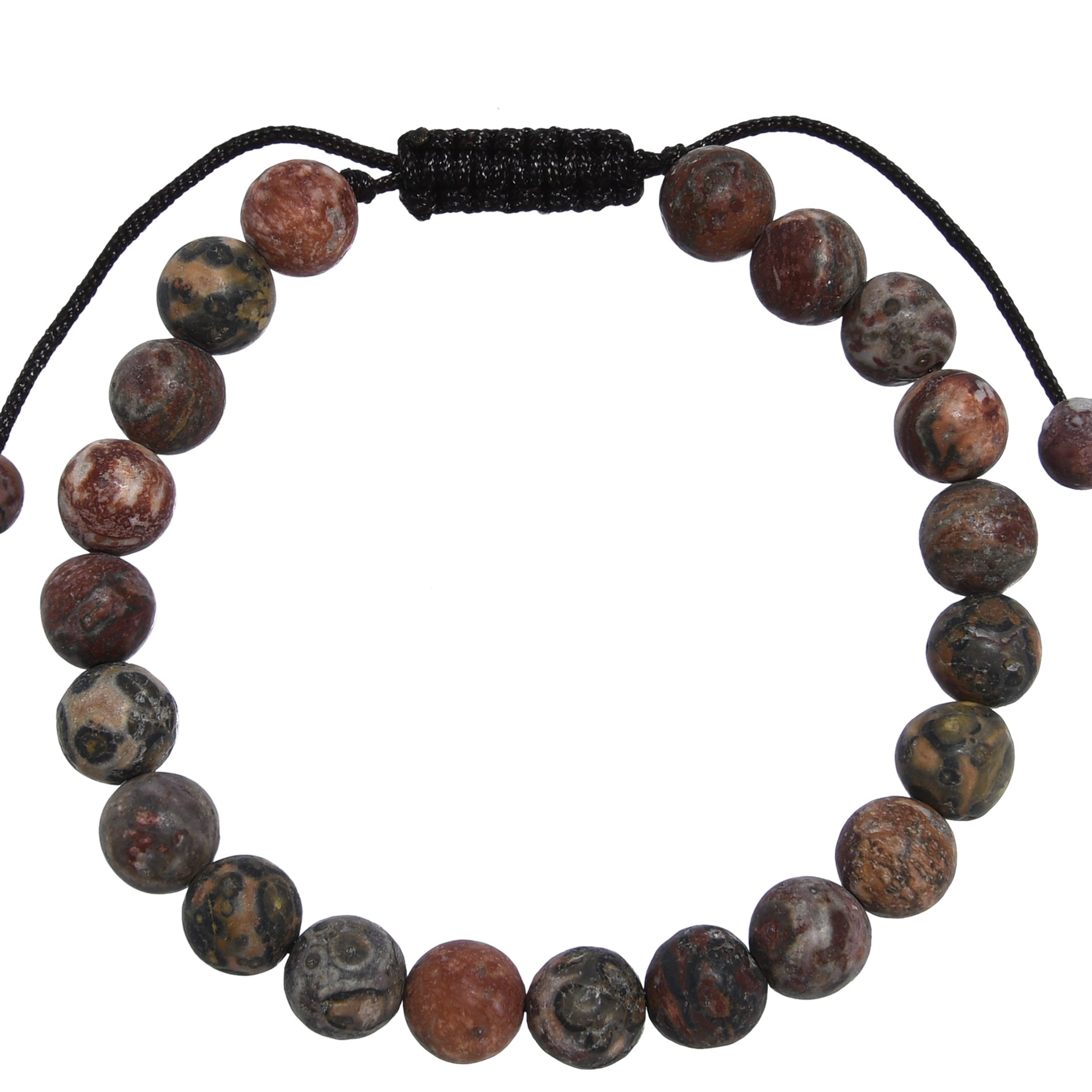 Red Leopard Skin-Matte Stone Braided Shamballa Bracelet B4125-8MM