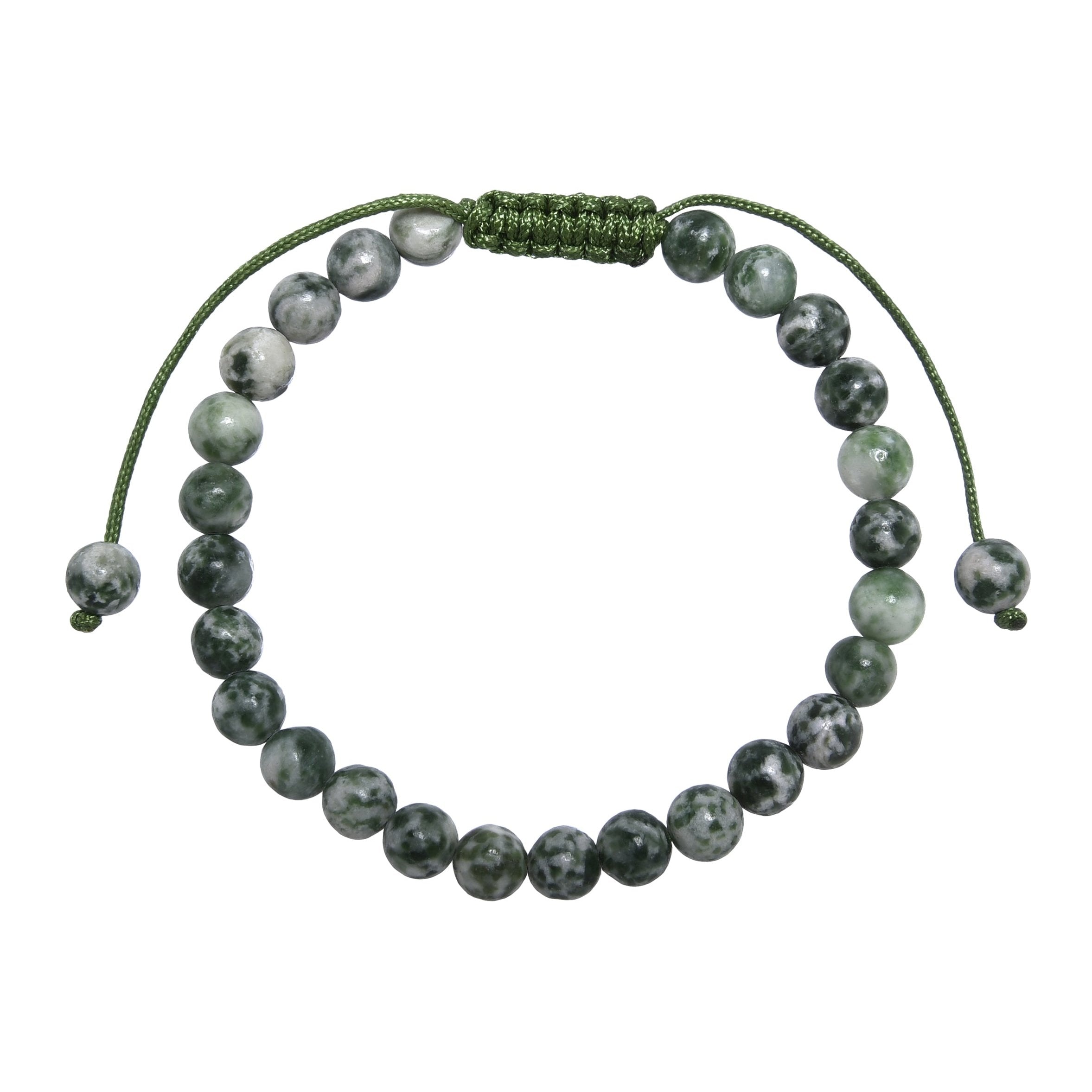 Greenspot Jasper Stone Braided Bracelet B4162-6MM