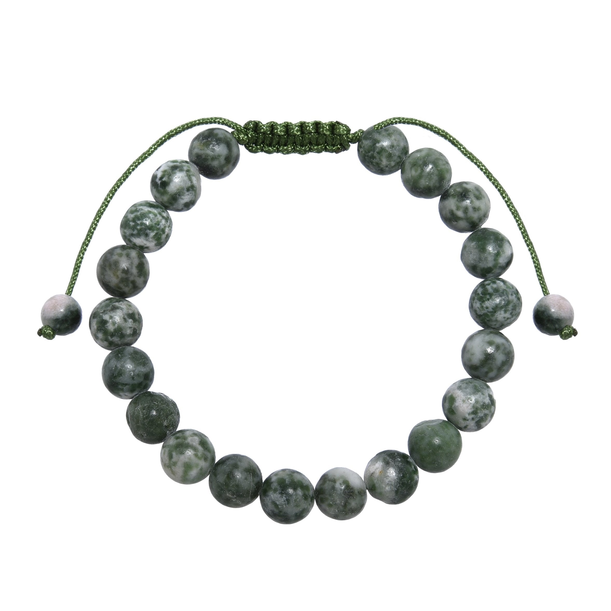 Greenspot Jasper Stone Braided Bracelet B4162-8MM