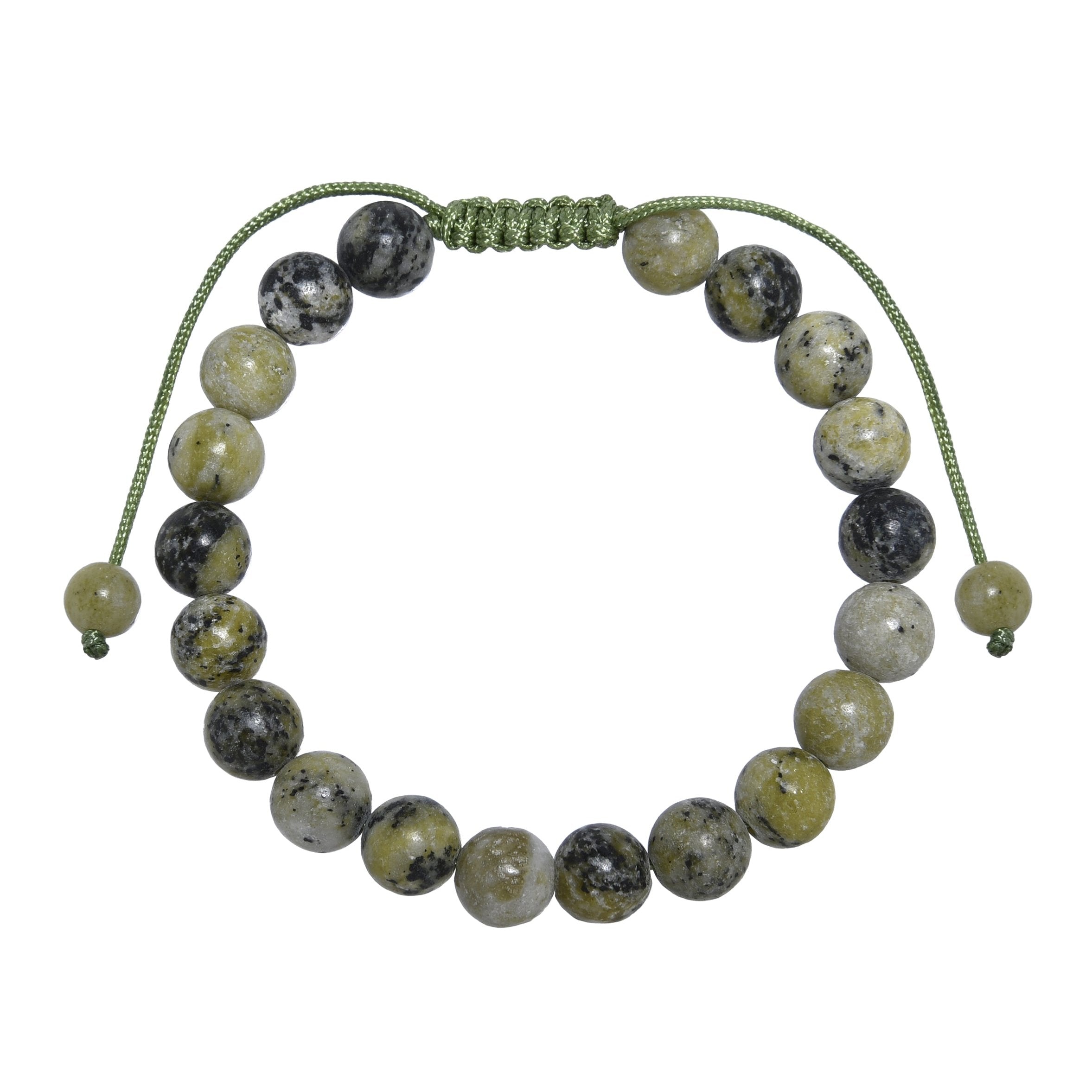 Grass Yellow Turquoise Stone Braided Bracelet B4169-8MM