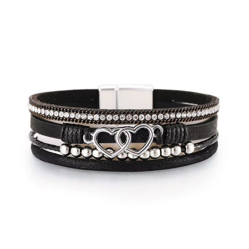 Heart Shape Leatherette Magnetic Bracelet B4289