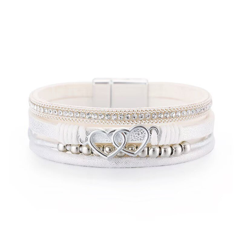 Heart Shape Leatherette Magnetic Bracelet B4289