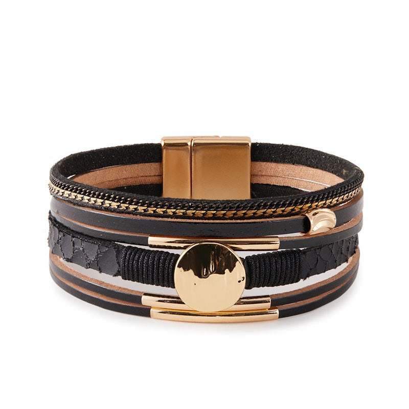 Round Leatherette Magnetic Bracelet B4290