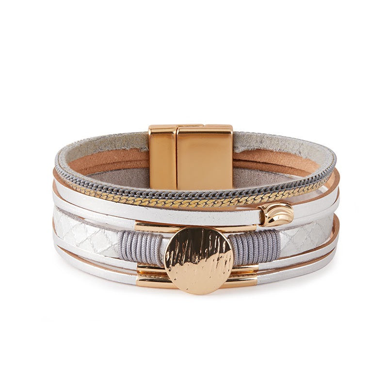 Round Leatherette Magnetic Bracelet B4290
