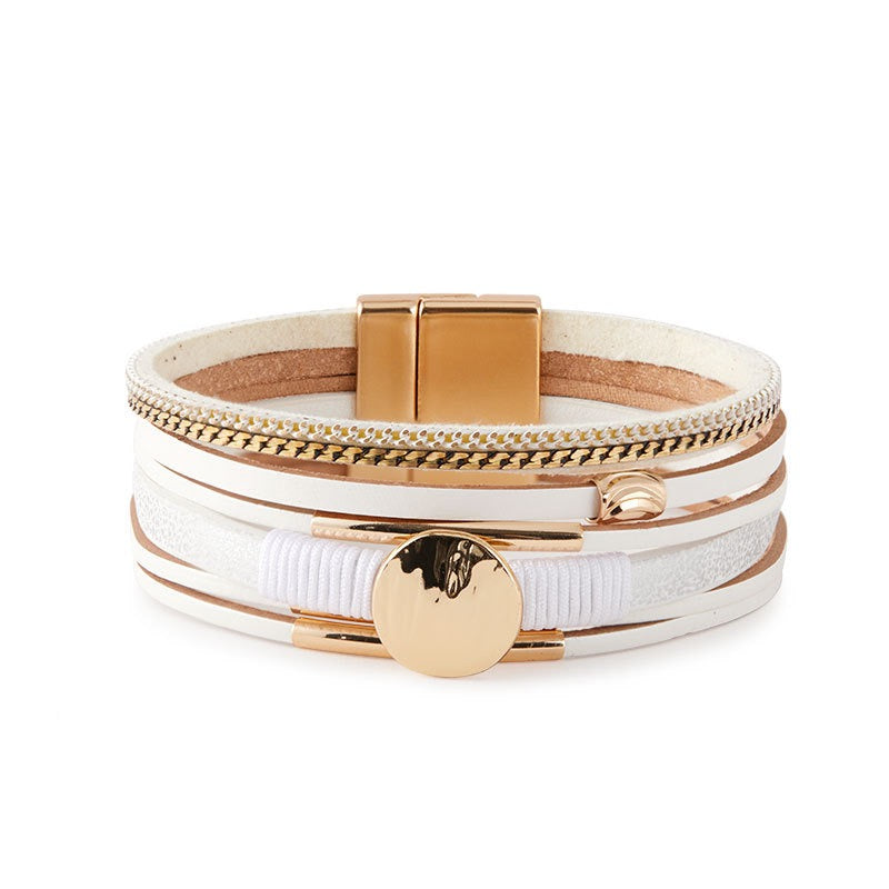 Round Leatherette Magnetic Bracelet B4290