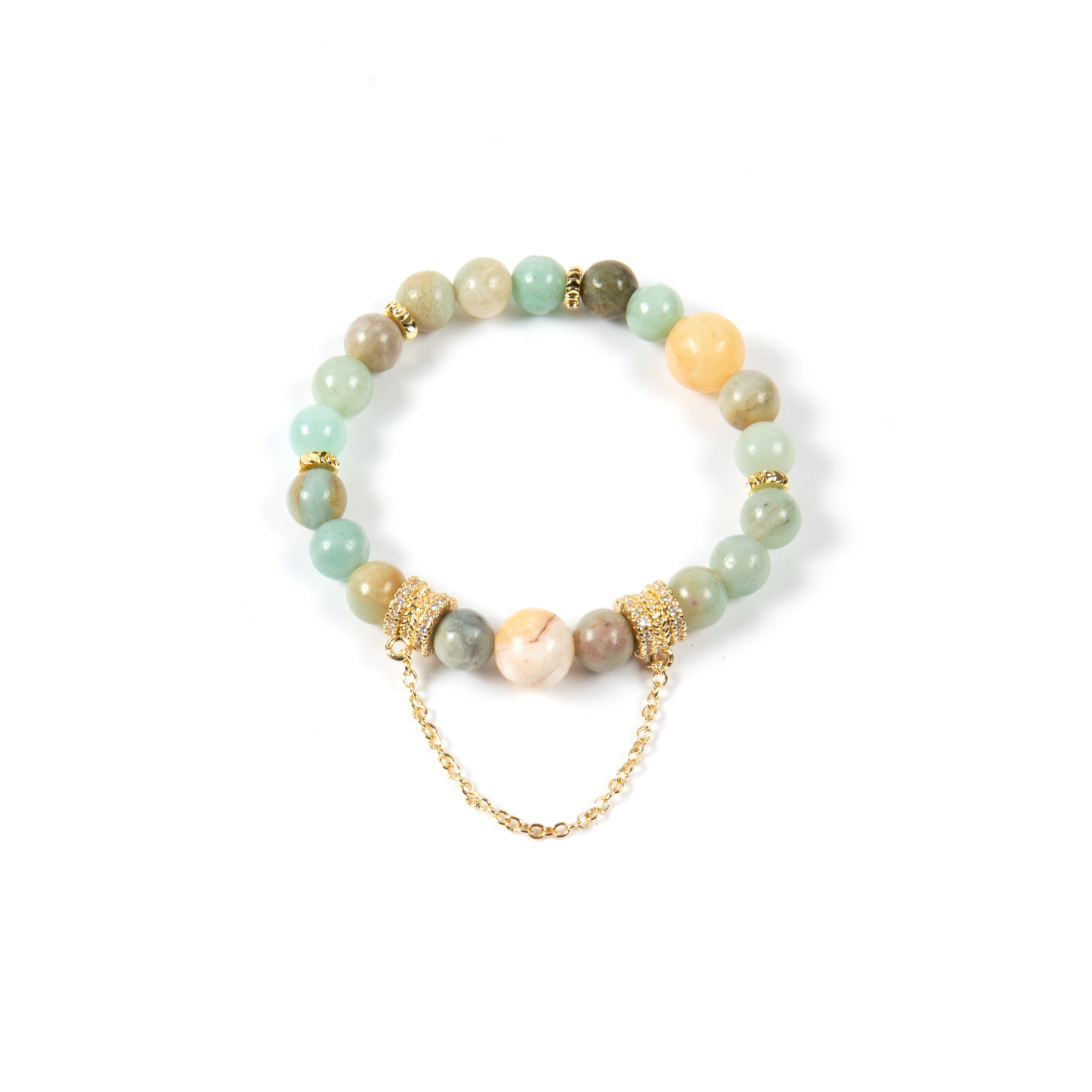 18K Gold Plated Various Stones Cubic Zirconia Strech Bracelet B4318