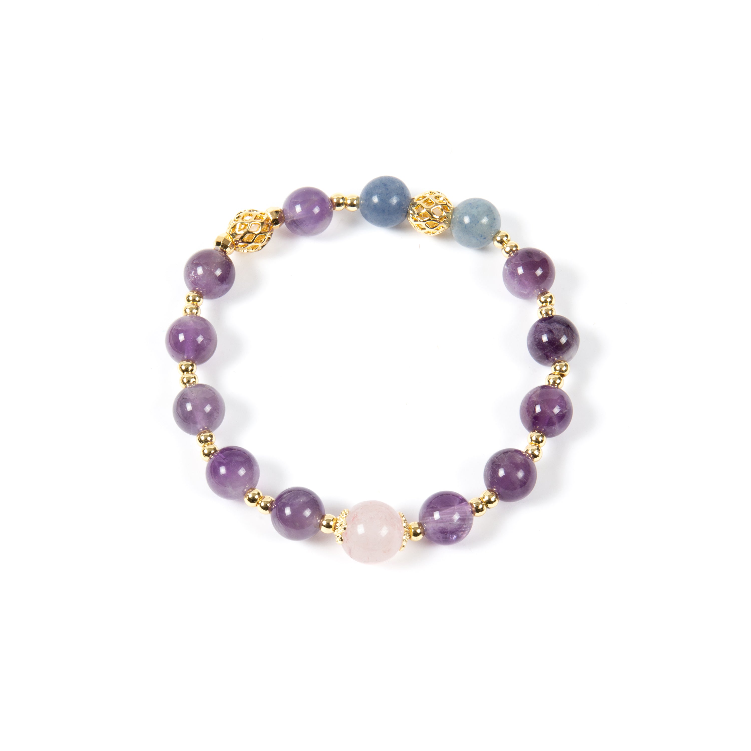 18K Gold Plated Various Stones Strech Bracelet B4320