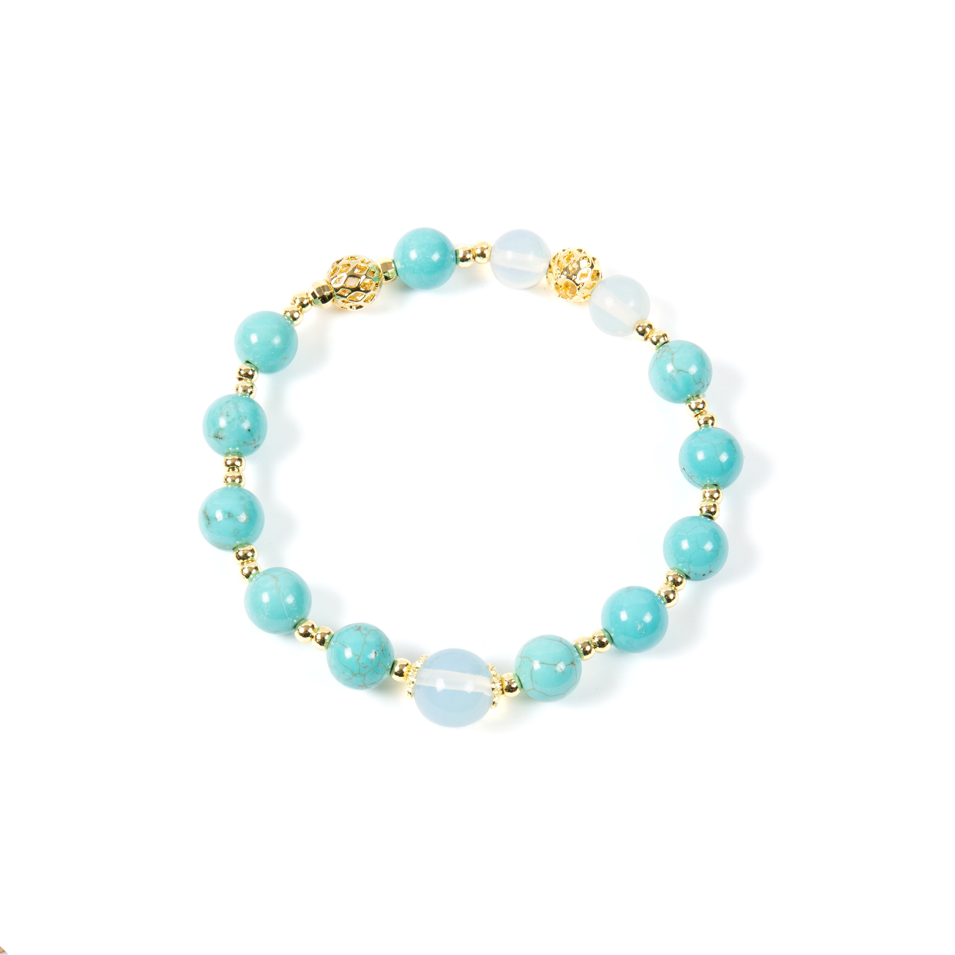 18K Gold Plated Various Stones Strech Bracelet B4320