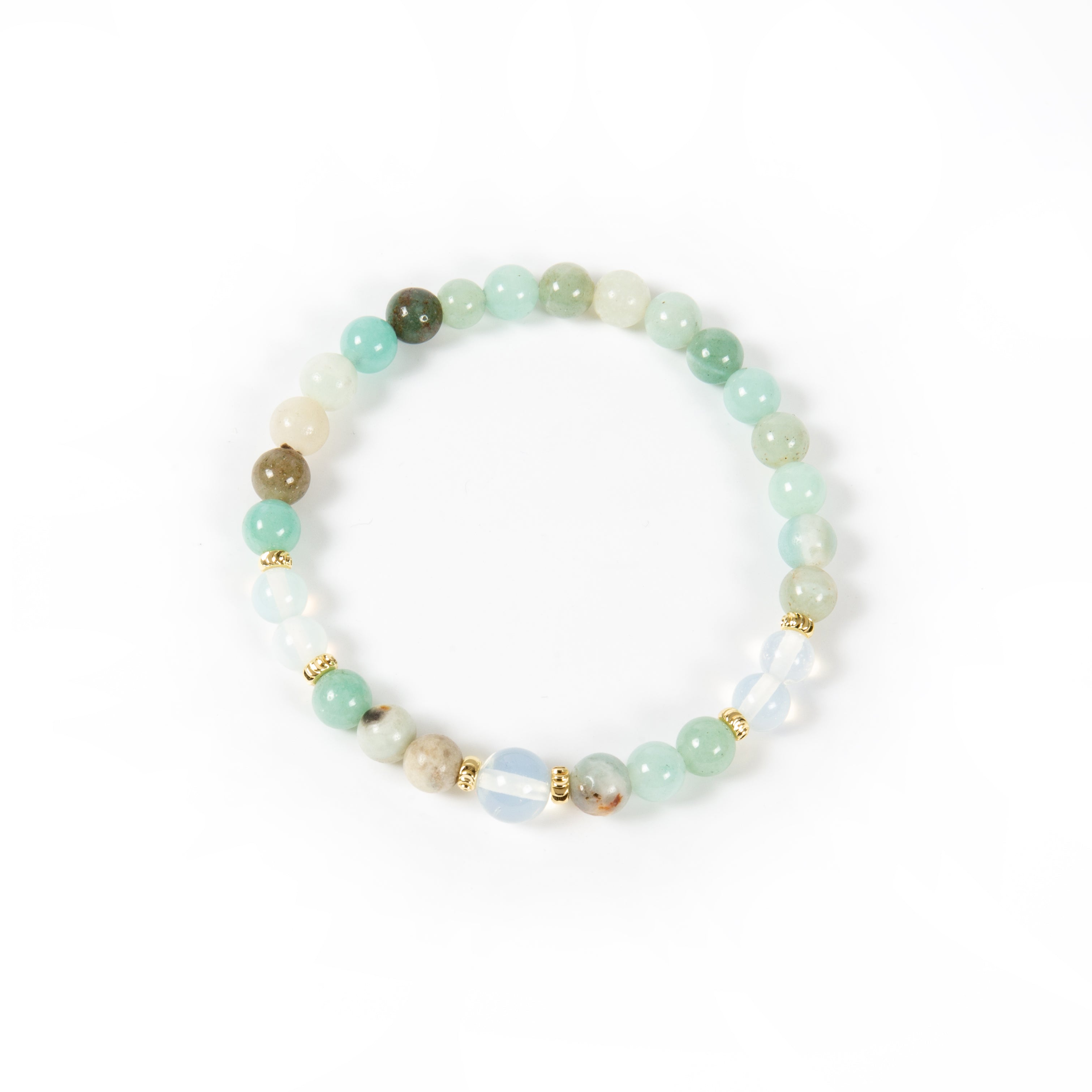 18K Gold Plated Various Stones Strech Bracelet B4321