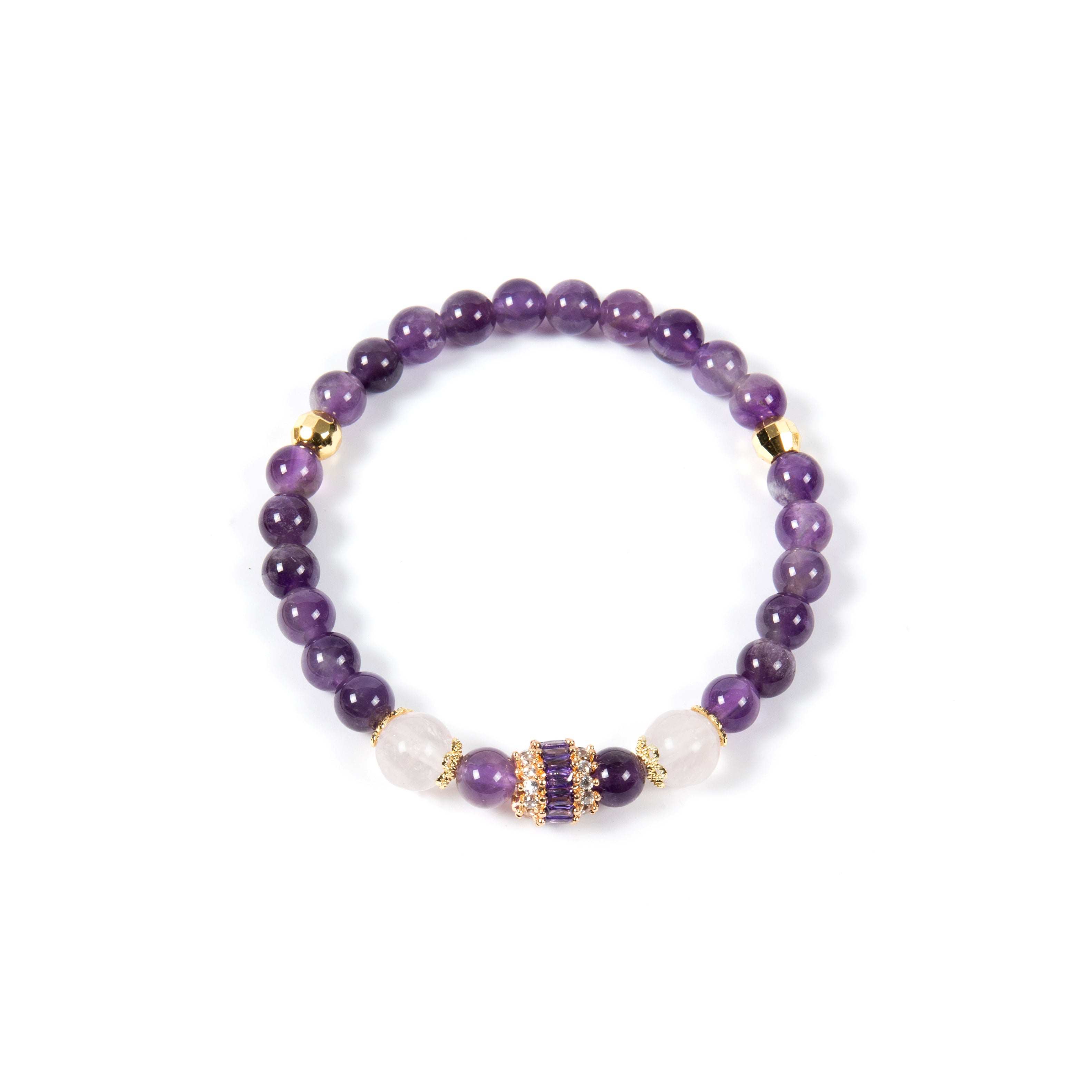 18K Gold Plated Various Stones Cubic Zirconia Strech Bracelet B4322