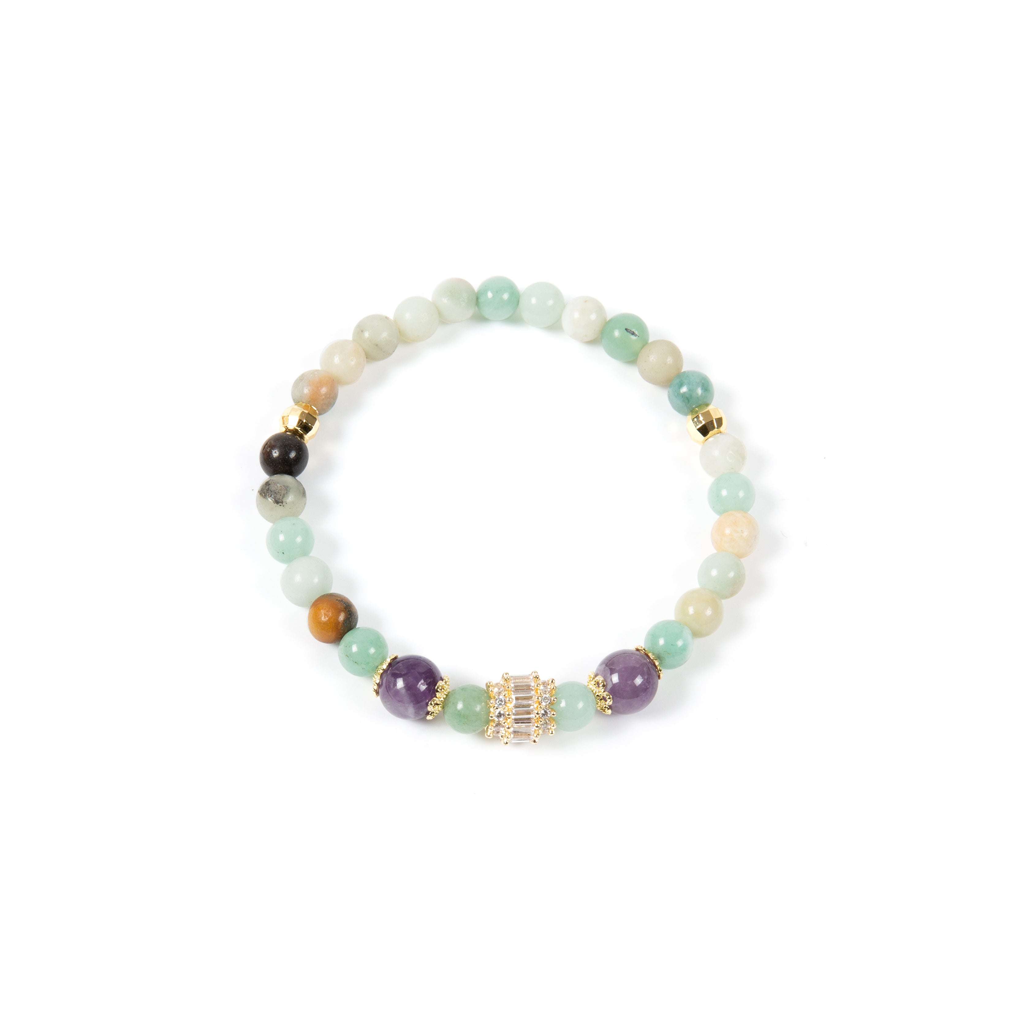 18K Gold Plated Various Stones Strech Bracelet B4320