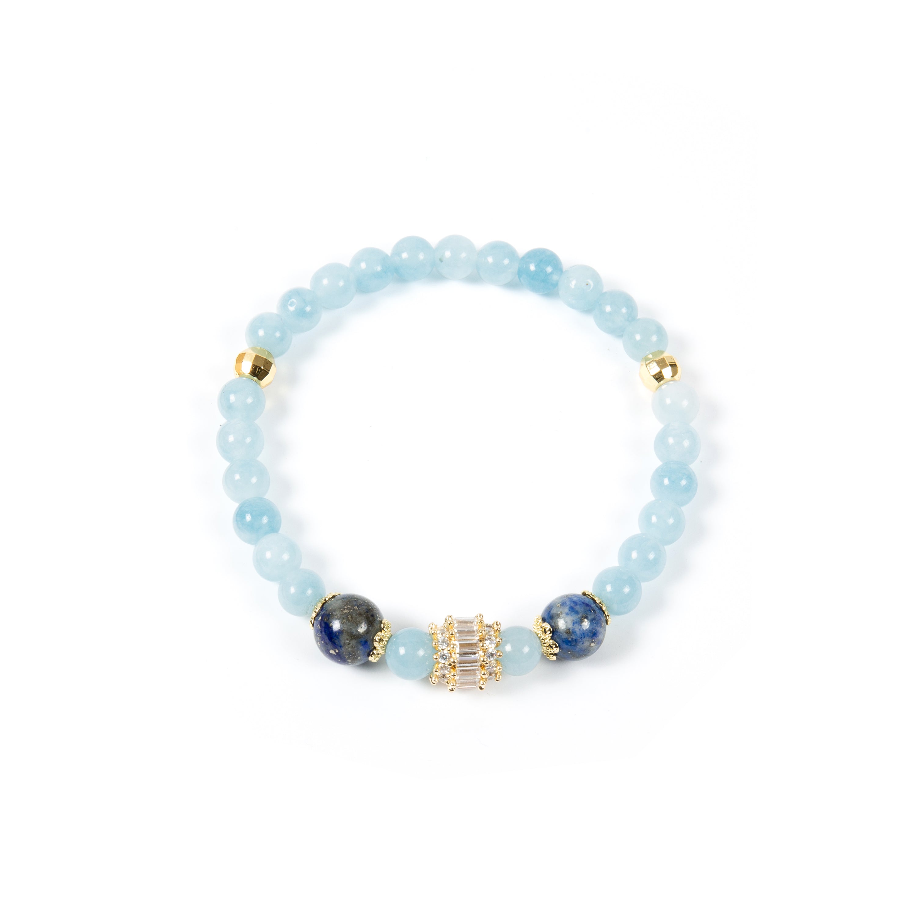 18K Gold Plated Various Stones Cubic Zirconia Strech Bracelet B4322