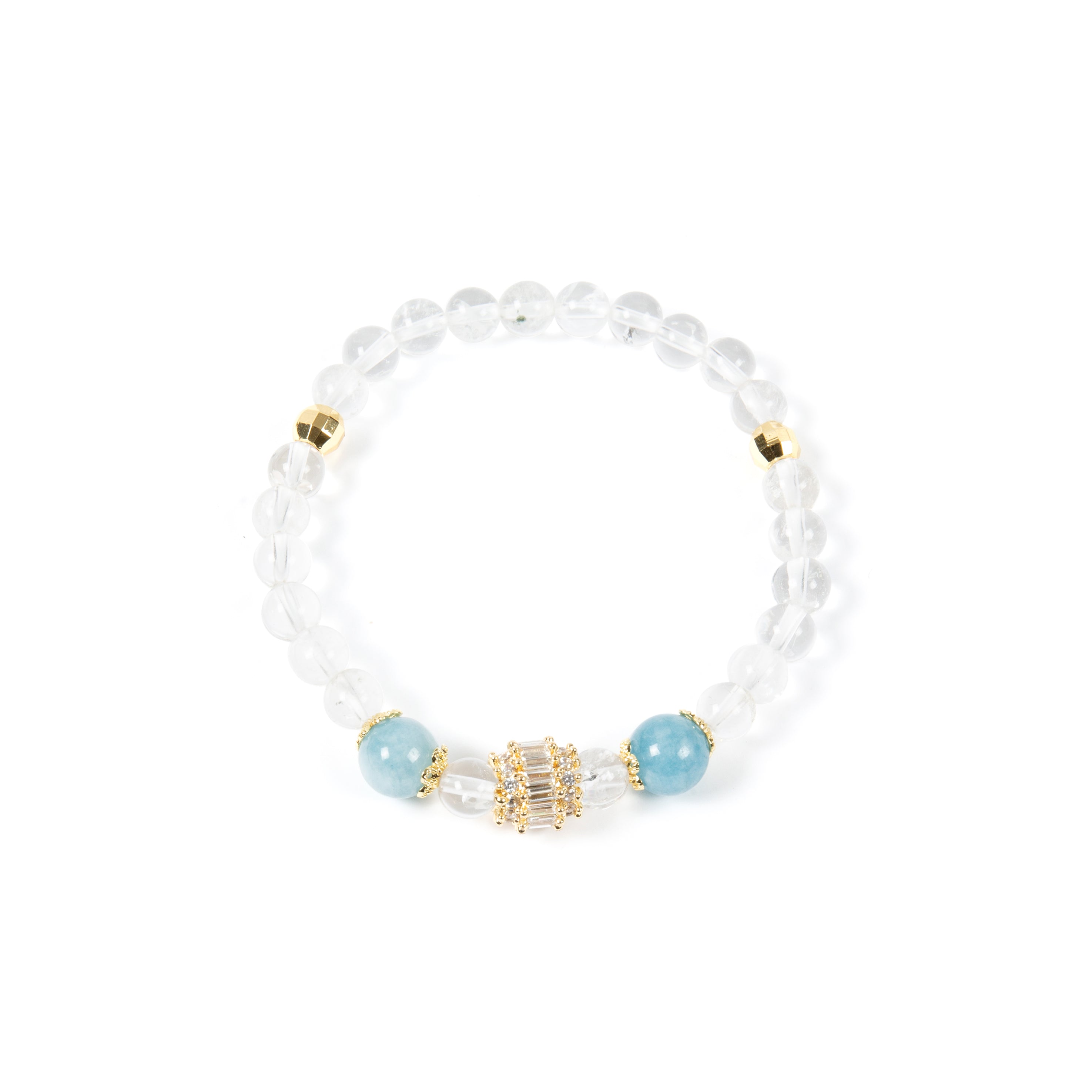 18K Gold Plated Various Stones Cubic Zirconia Strech Bracelet B4322