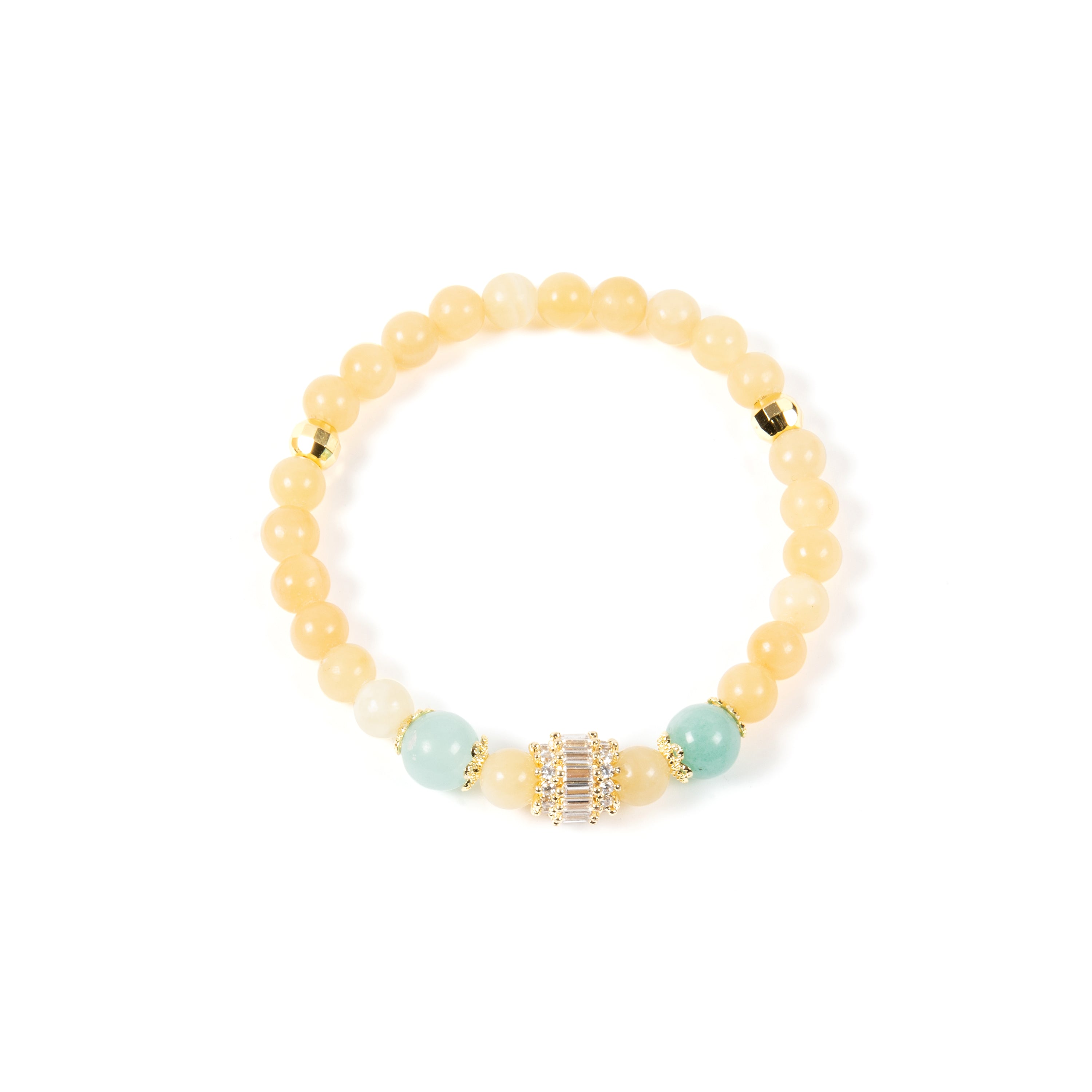 18K Gold Plated Various Stones Cubic Zirconia Strech Bracelet B4322