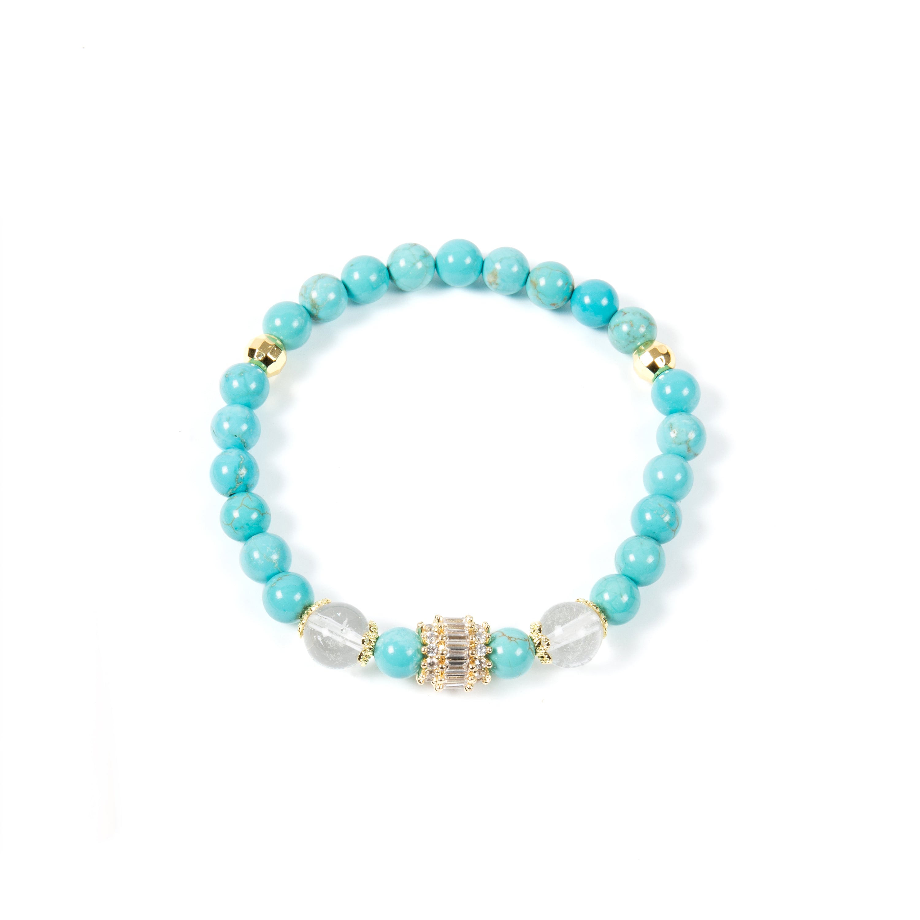 18K Gold Plated Various Stones Cubic Zirconia Strech Bracelet B4322