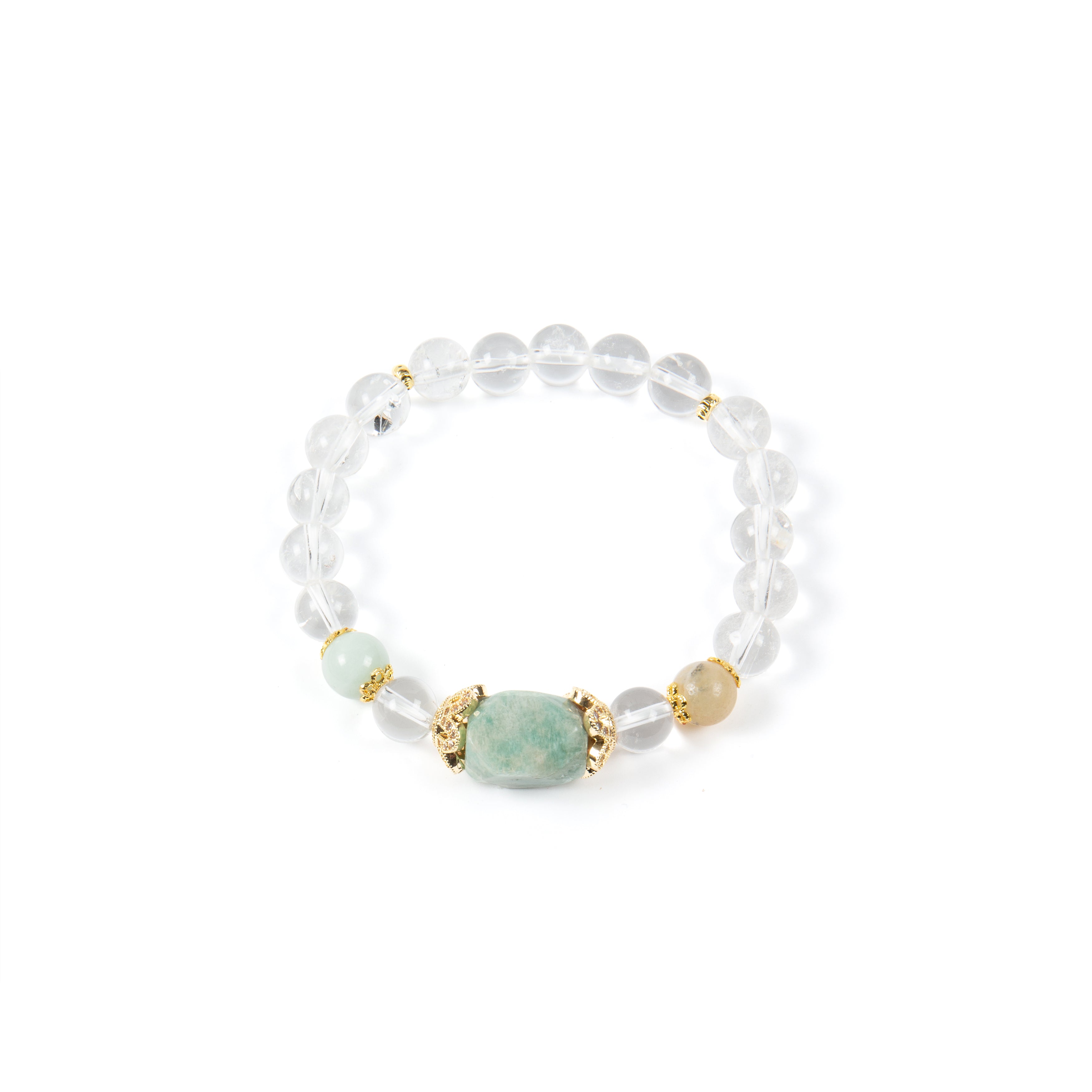 18K Gold Plated Various Stones Cubic Zirconia Strech Bracelet B4323