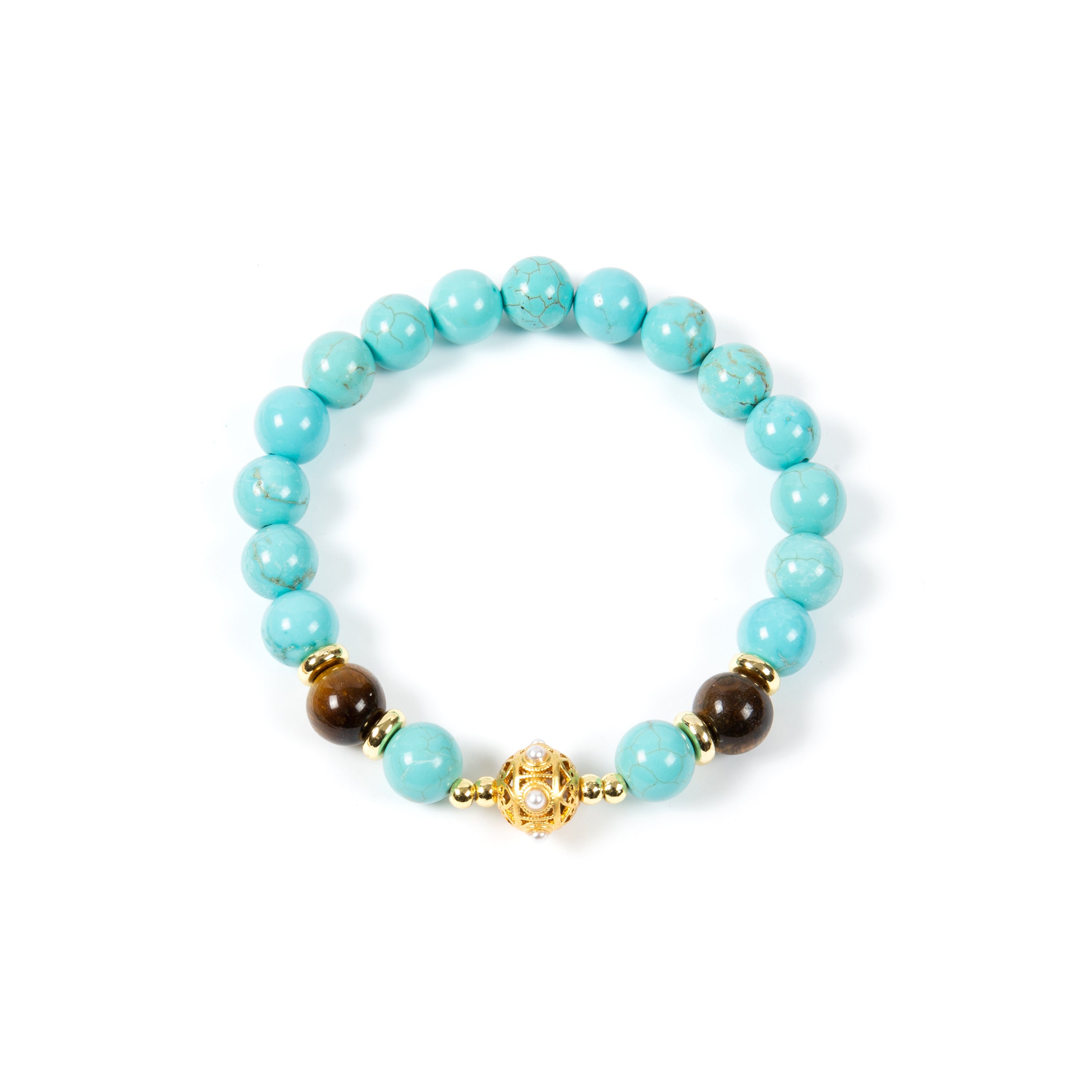 18K Gold Plated Various Stones Strech Bracelet B4317