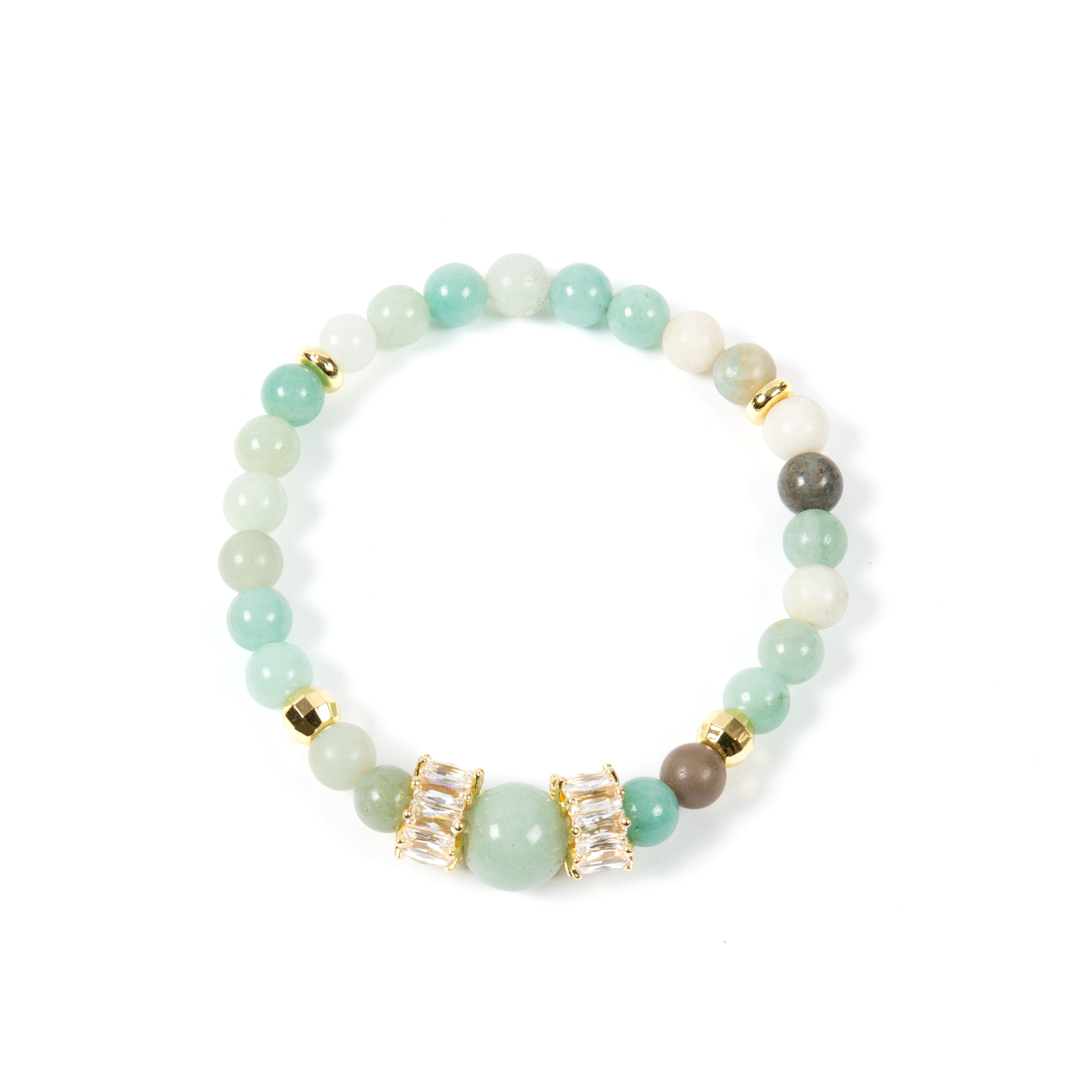 18K Gold Plated Various Stones Cubic Zirconia Strech Bracelet B4325