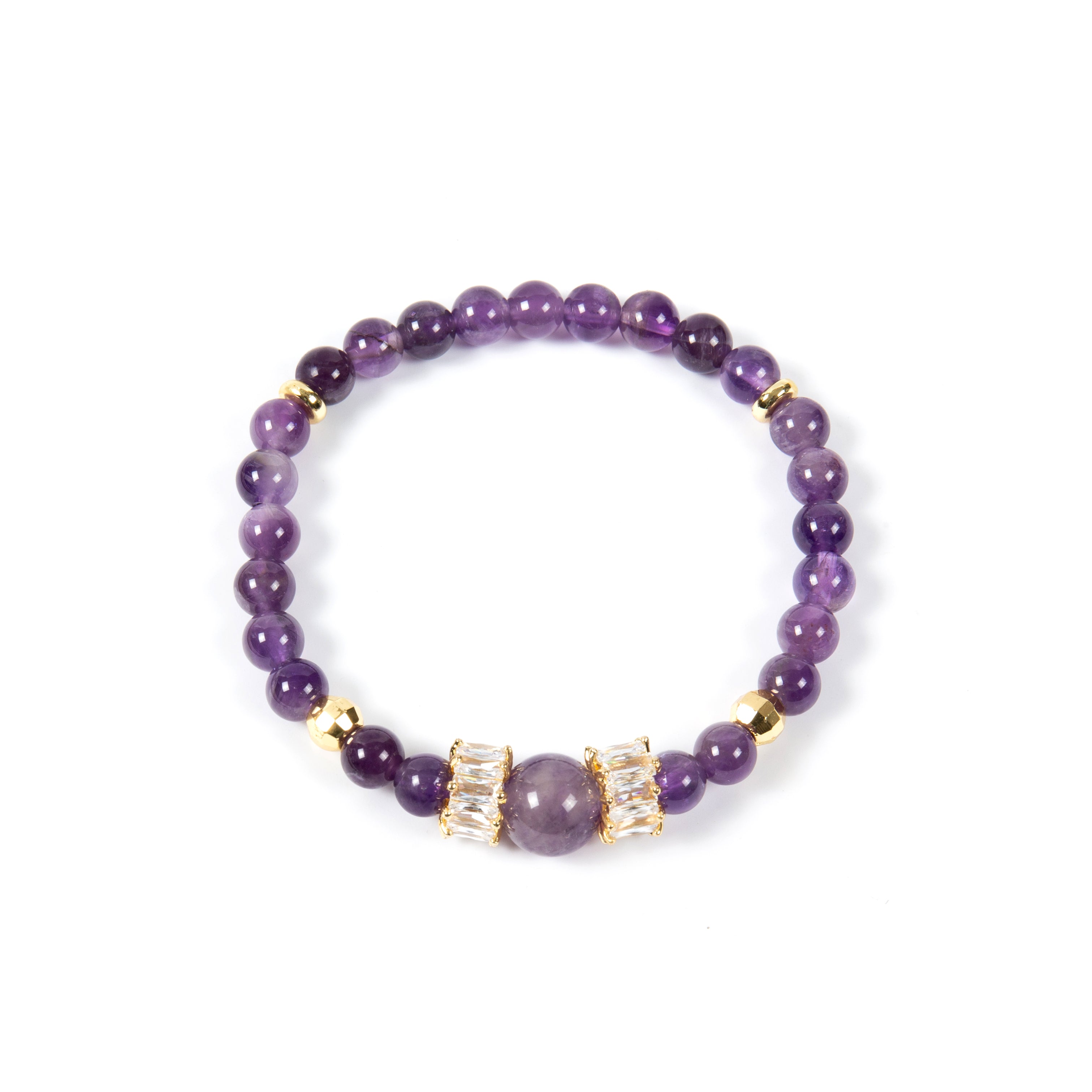 18K Gold Plated Various Stones Cubic Zirconia Strech Bracelet B4325