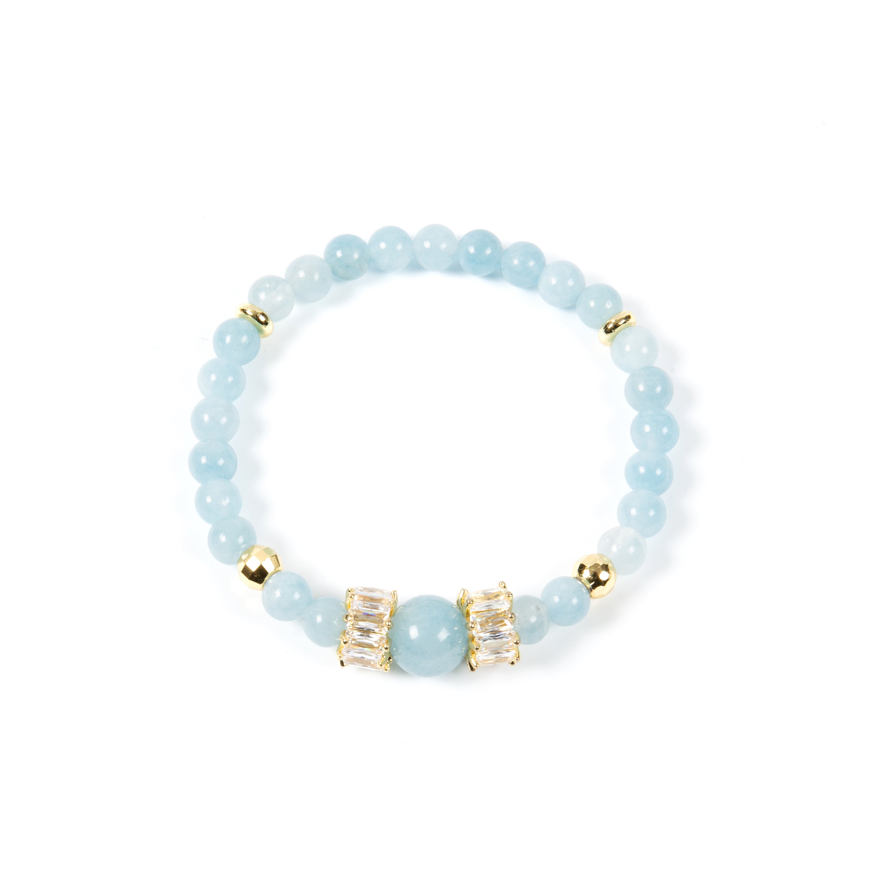 18K Gold Plated Various Stones Cubic Zirconia Strech Bracelet B4325