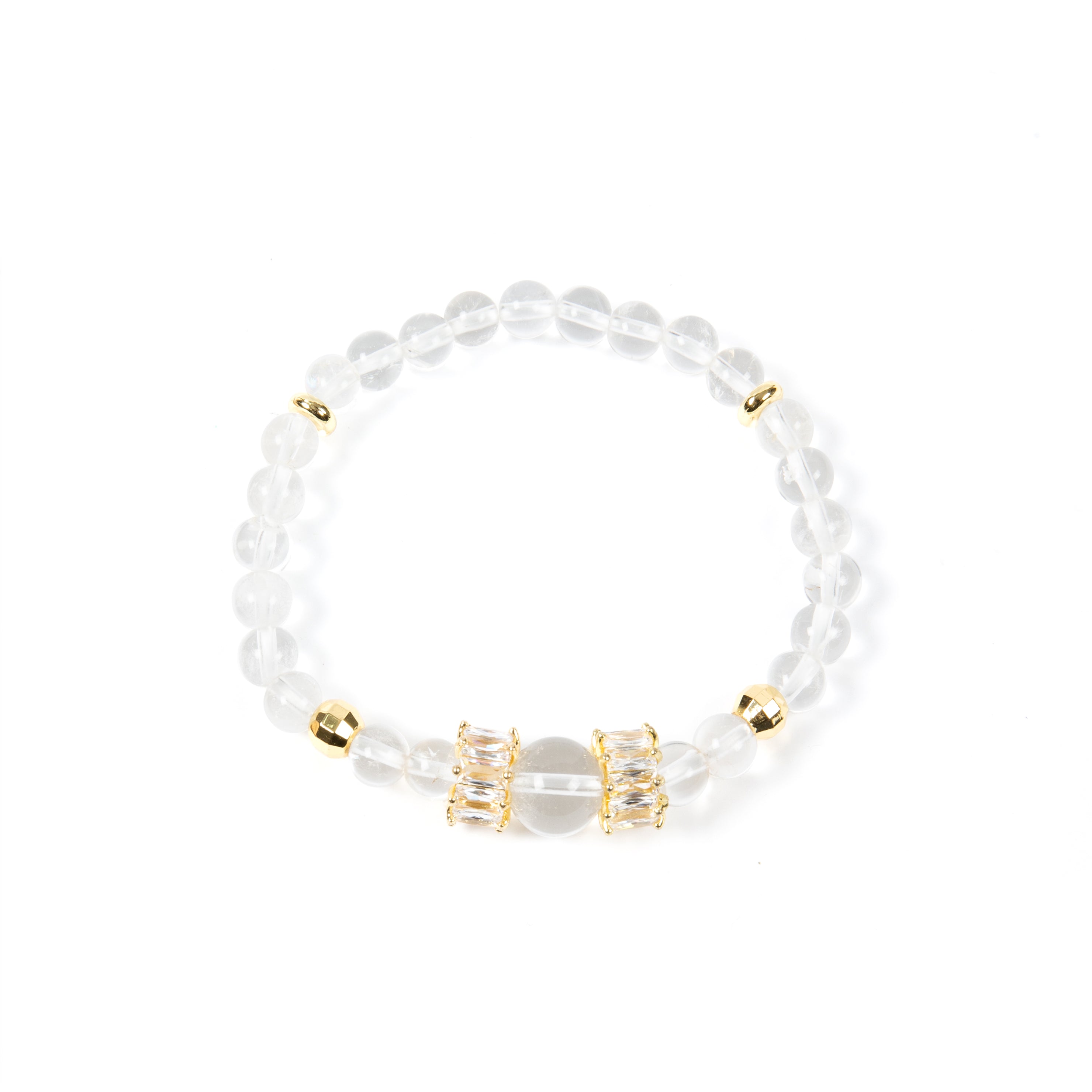 18K Gold Plated Various Stones Cubic Zirconia Strech Bracelet B4325