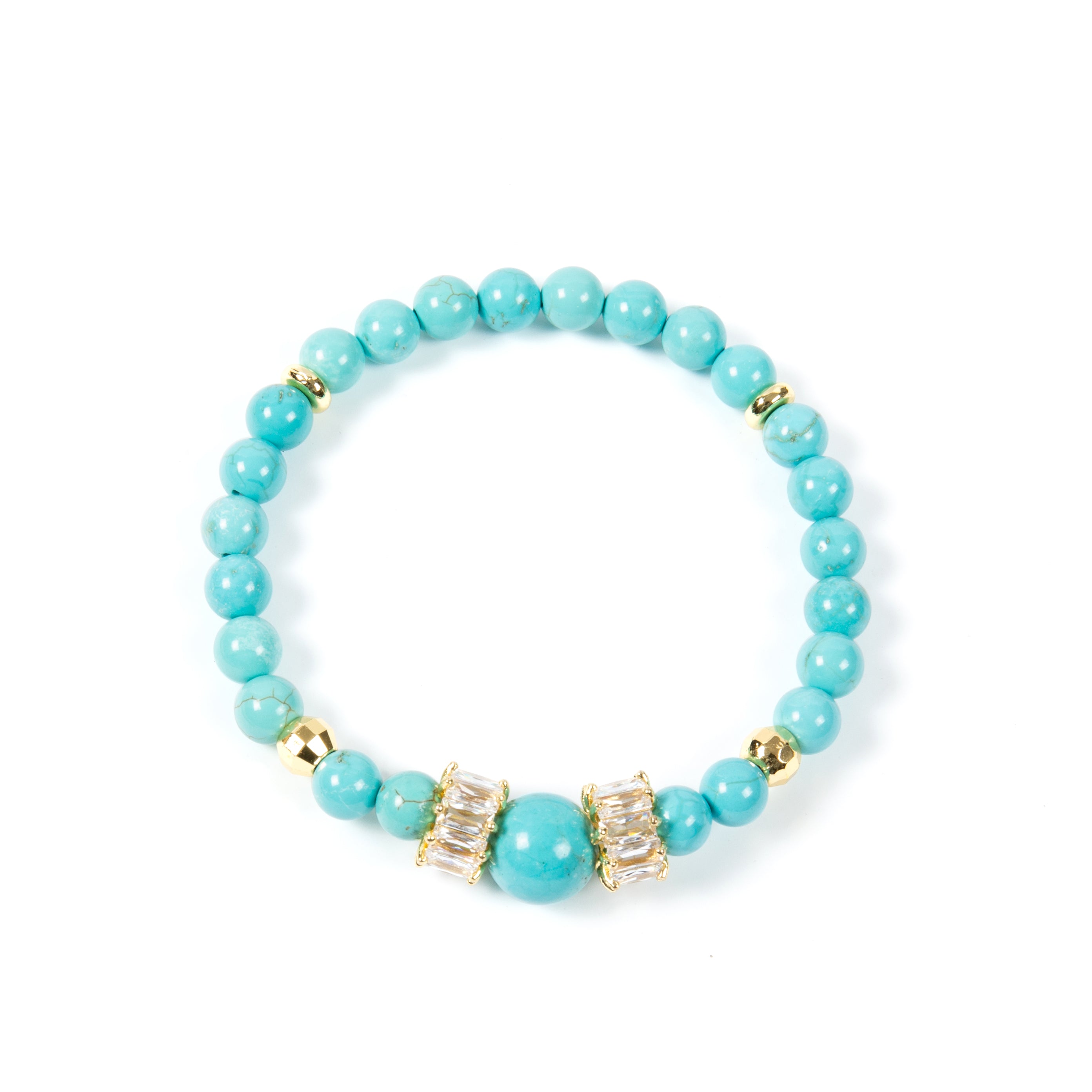 18K Gold Plated Various Stones Cubic Zirconia Strech Bracelet B4325