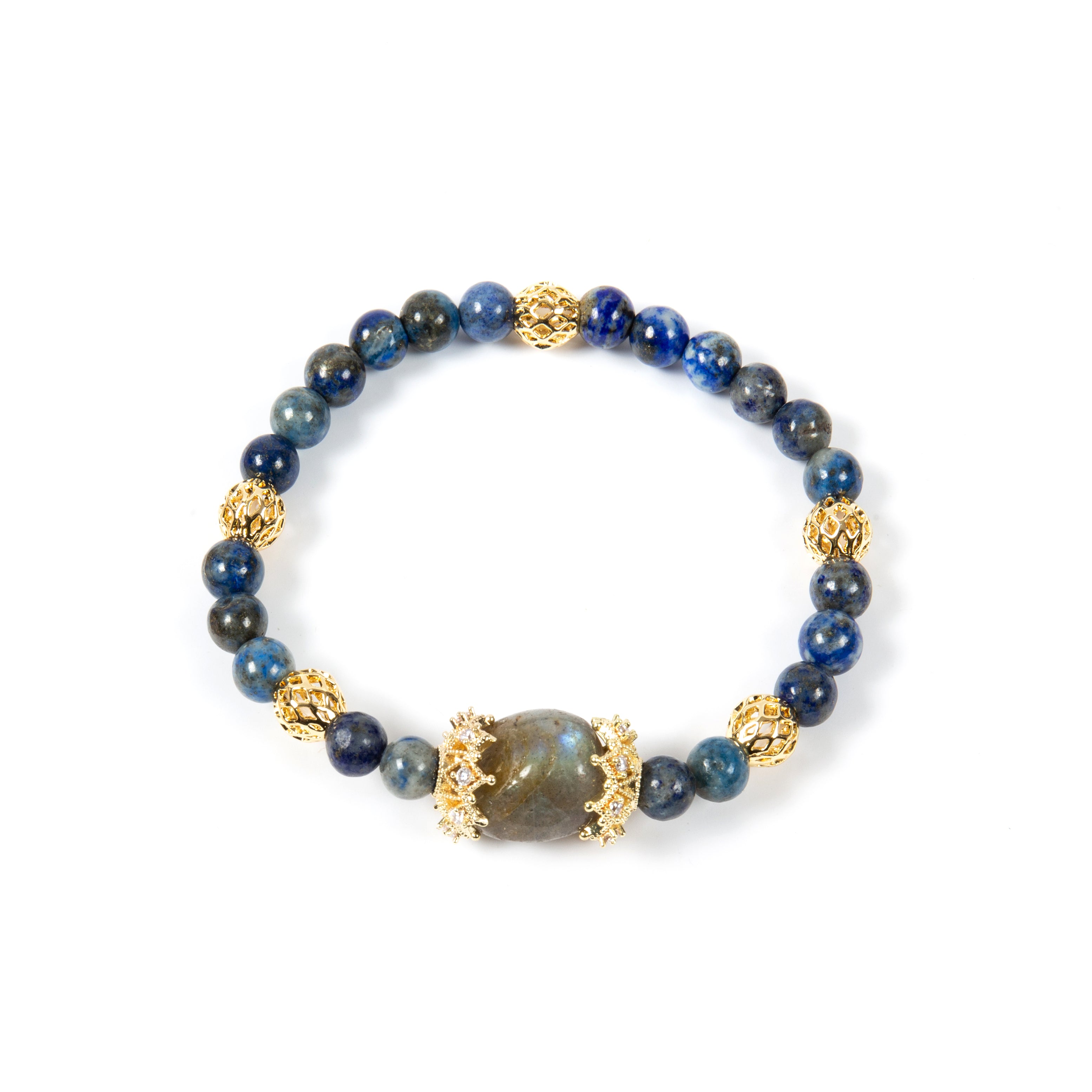 18K Gold Plated Various Stones Cubic Zirconia Strech Bracelet B4326