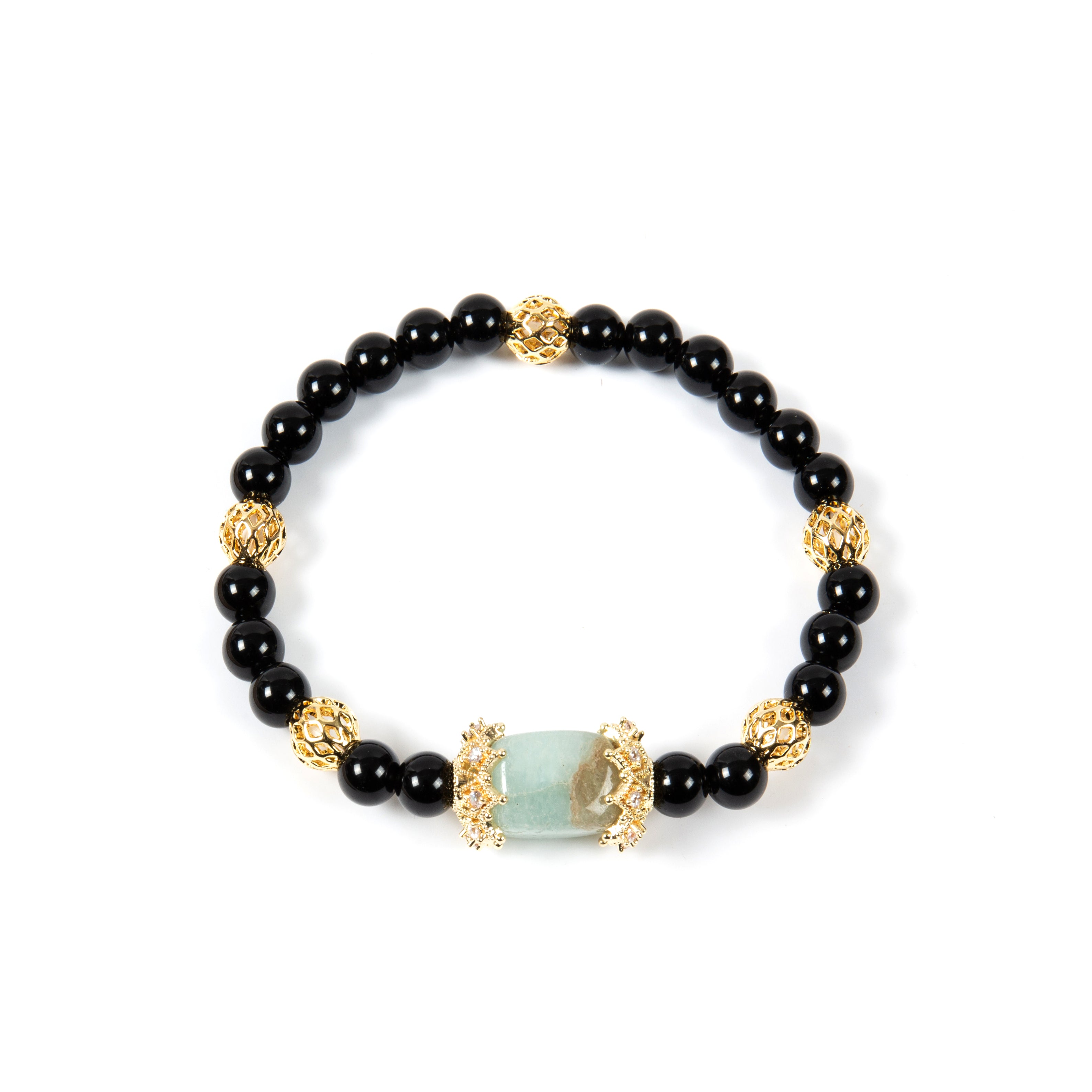 18K Gold Plated Various Stones Cubic Zirconia Strech Bracelet B4326