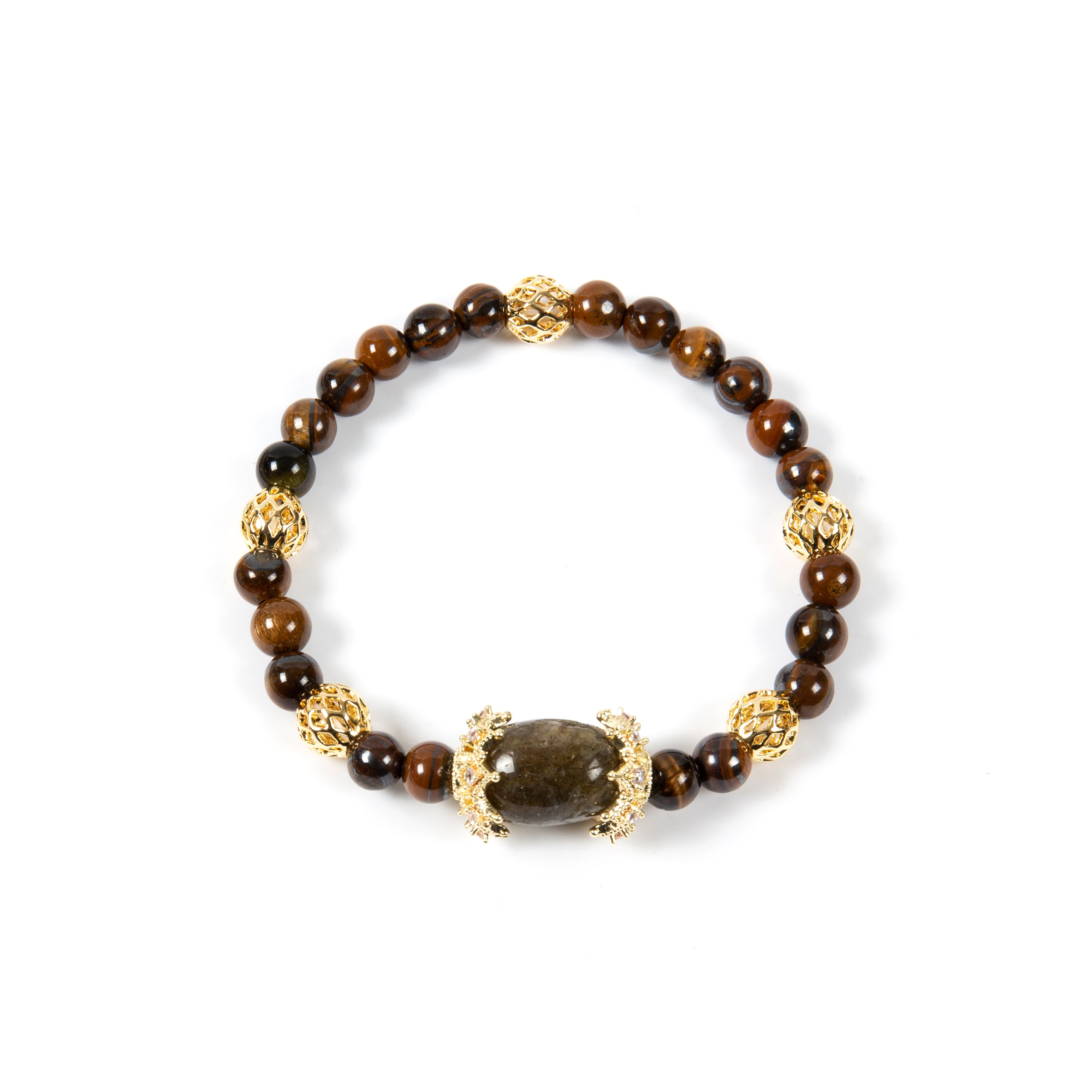 18K Gold Plated Various Stones Cubic Zirconia Strech Bracelet B4326