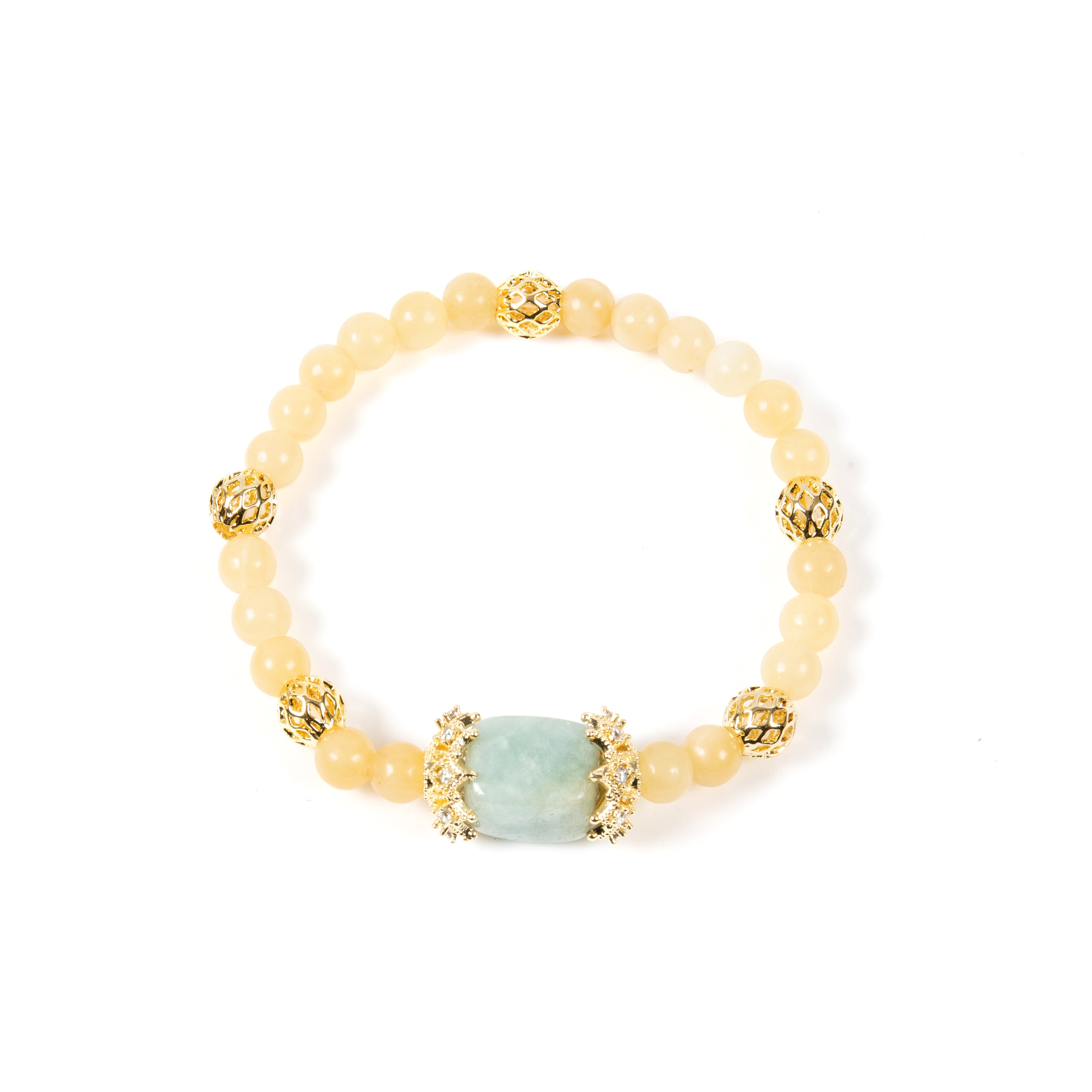 18K Gold Plated Various Stones Cubic Zirconia Strech Bracelet B4326