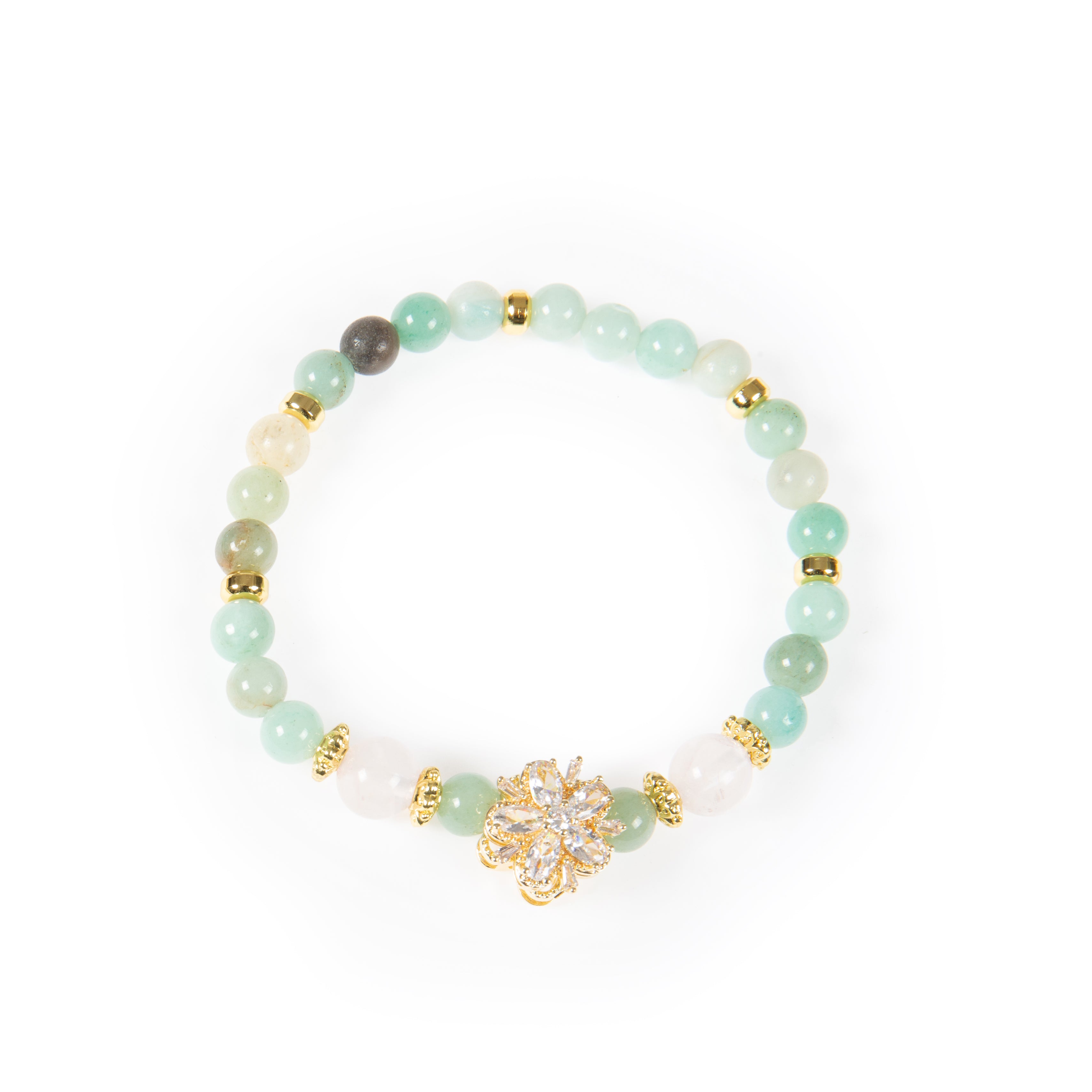 18K Gold Plated Various Stones Cubic Zirconia Strech Bracelet B4328