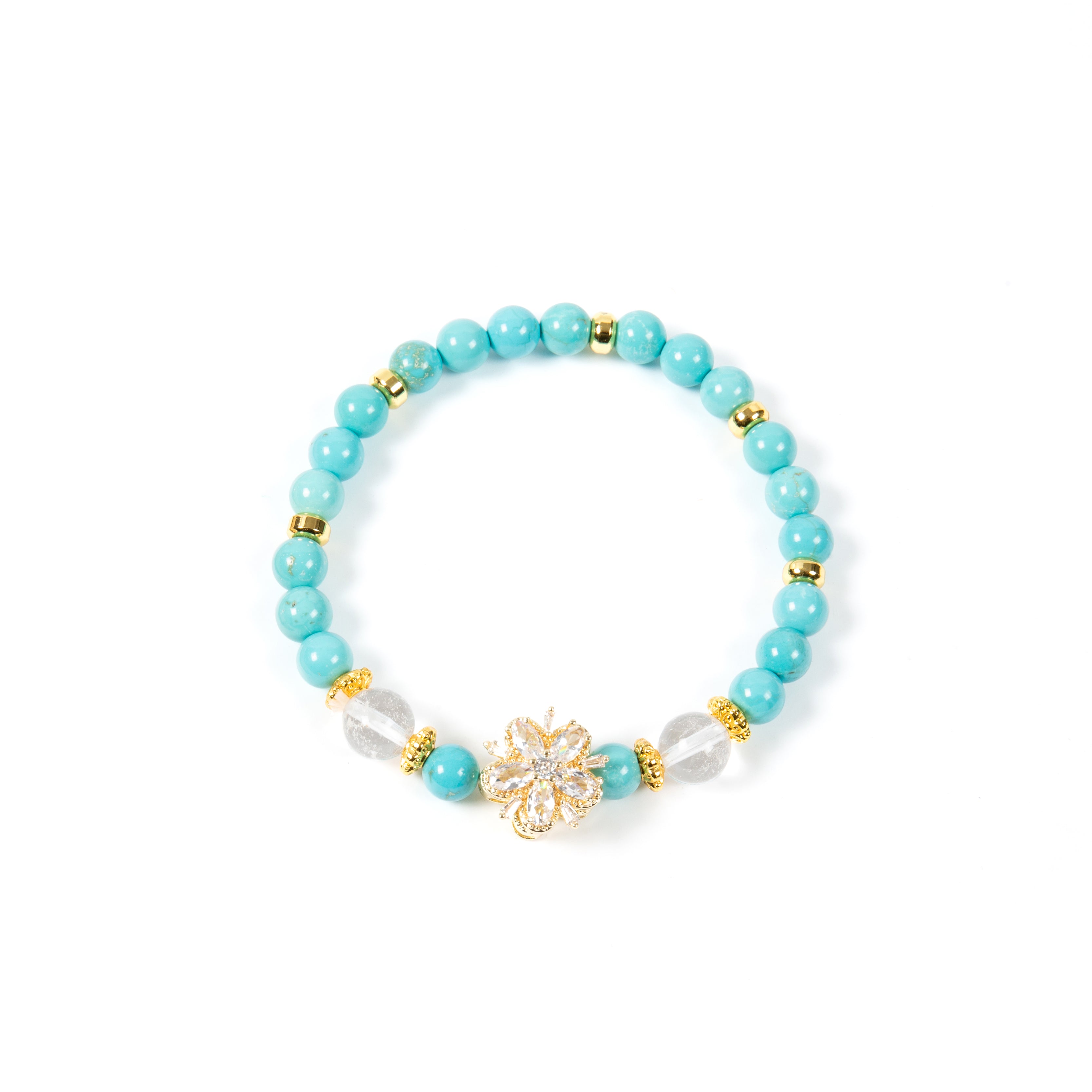 18K Gold Plated Various Stones Cubic Zirconia Strech Bracelet B4328